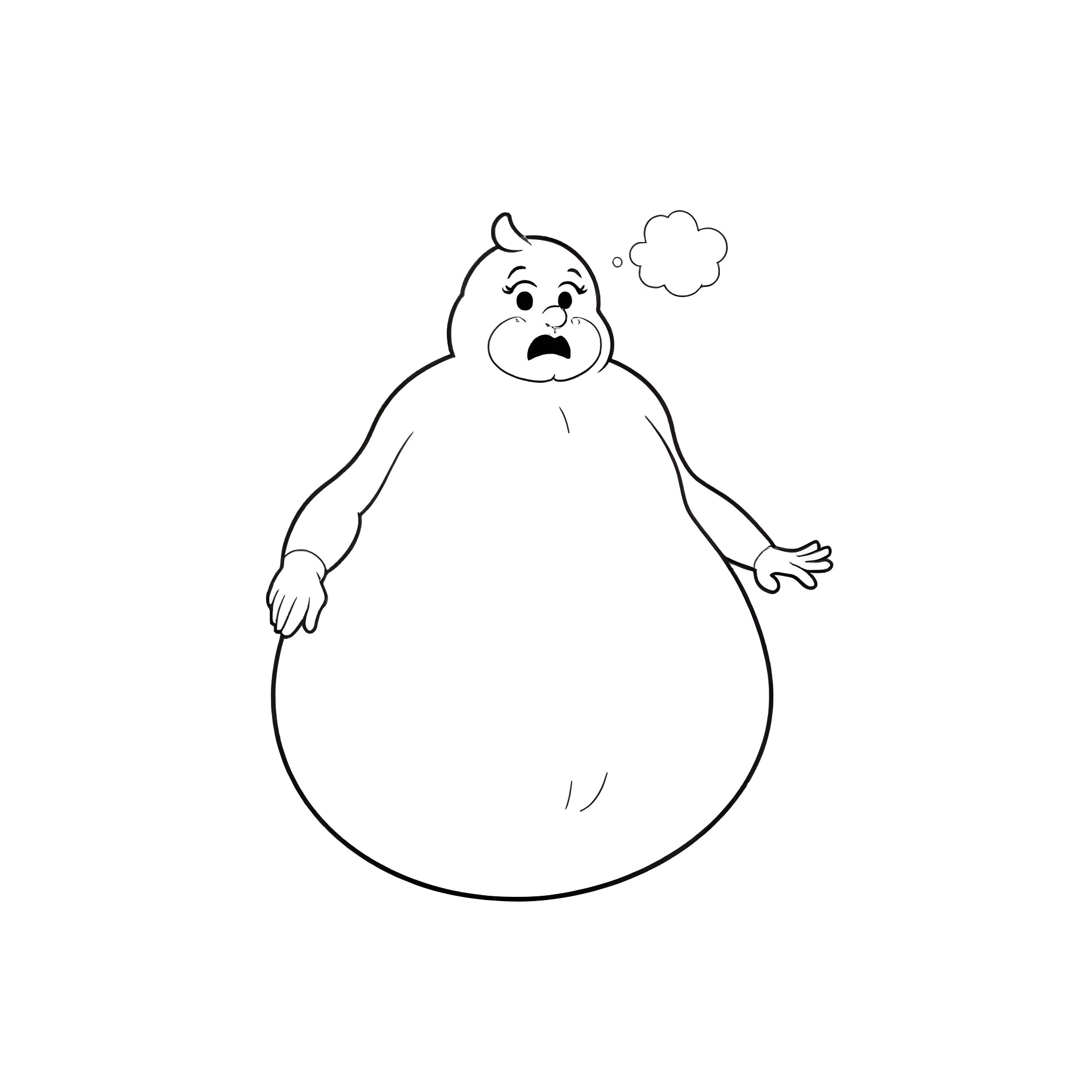 Violet Beauregarde's Transformation Coloring Page (free black-and-white line drawing printable PDF for all, from beginners to advanced learners, including children, teens, adults, and seniors)
