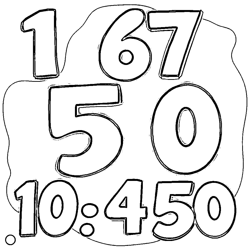 Number Arrangement with Numeric Symbols Coloring Page (free black-and-white line drawing printable PDF for all, from beginners to advanced learners, including children, teens, adults, and seniors)