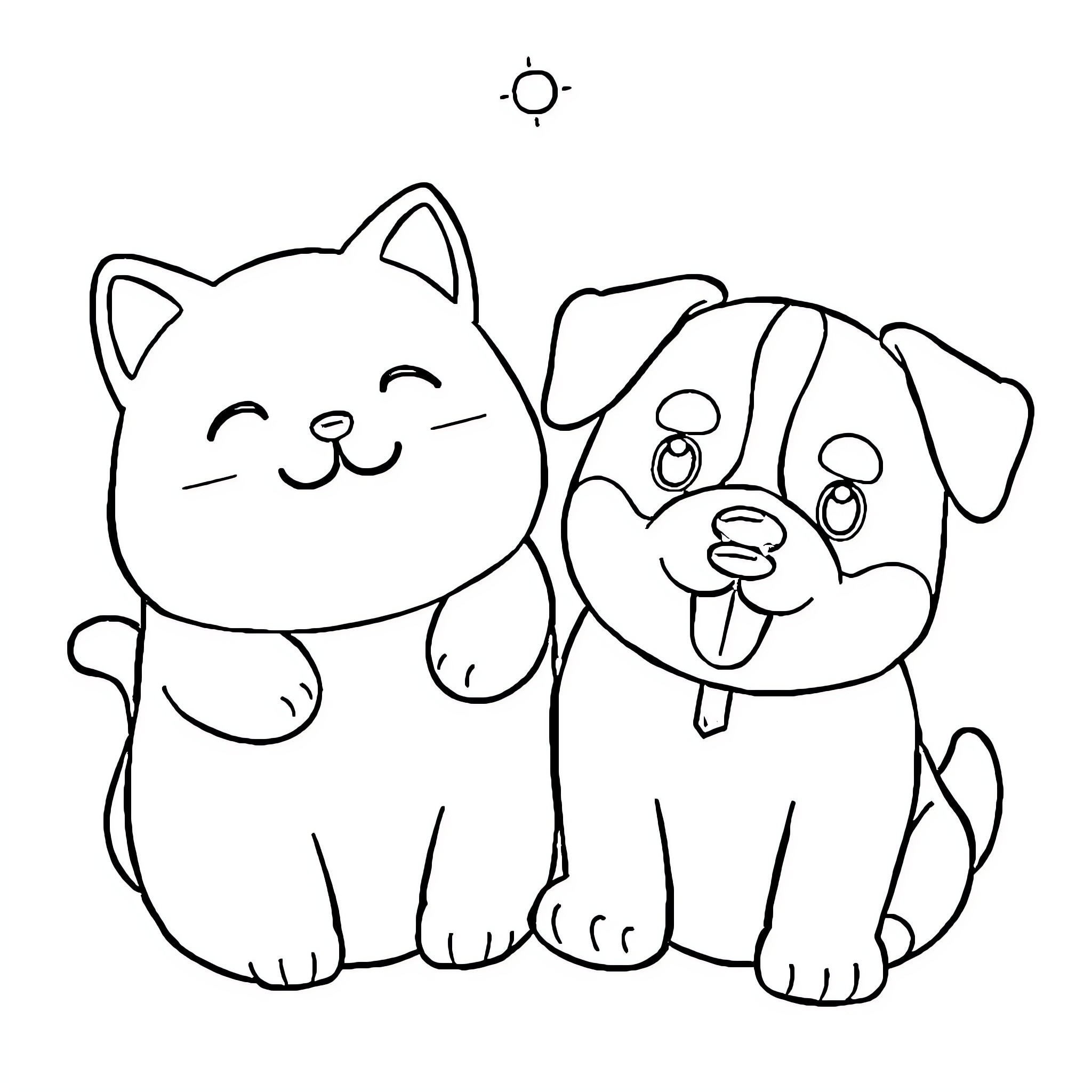 Squishmallow pets playing together Coloring Page (free black-and-white line drawing printable PDF for all, from beginners to advanced learners, including children, teens, adults, and seniors)