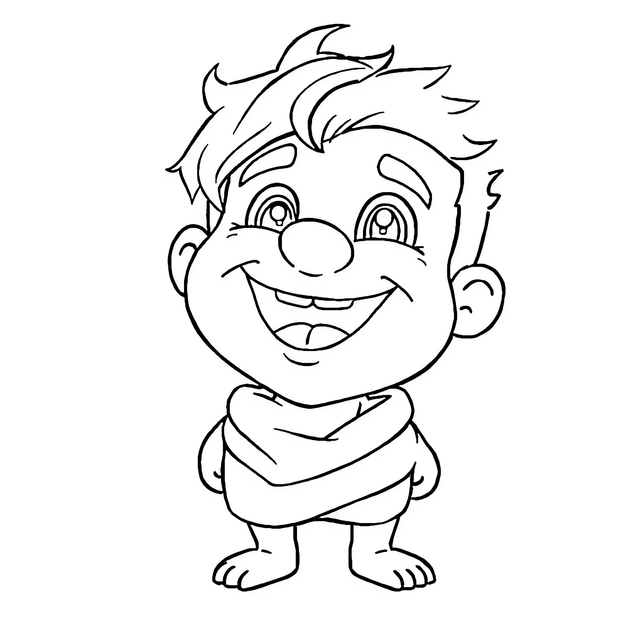 Menino playing happily with a cheerful expression Coloring Page (free black-and-white line drawing printable PDF for all, from beginners to advanced learners, including children, teens, adults, and seniors)