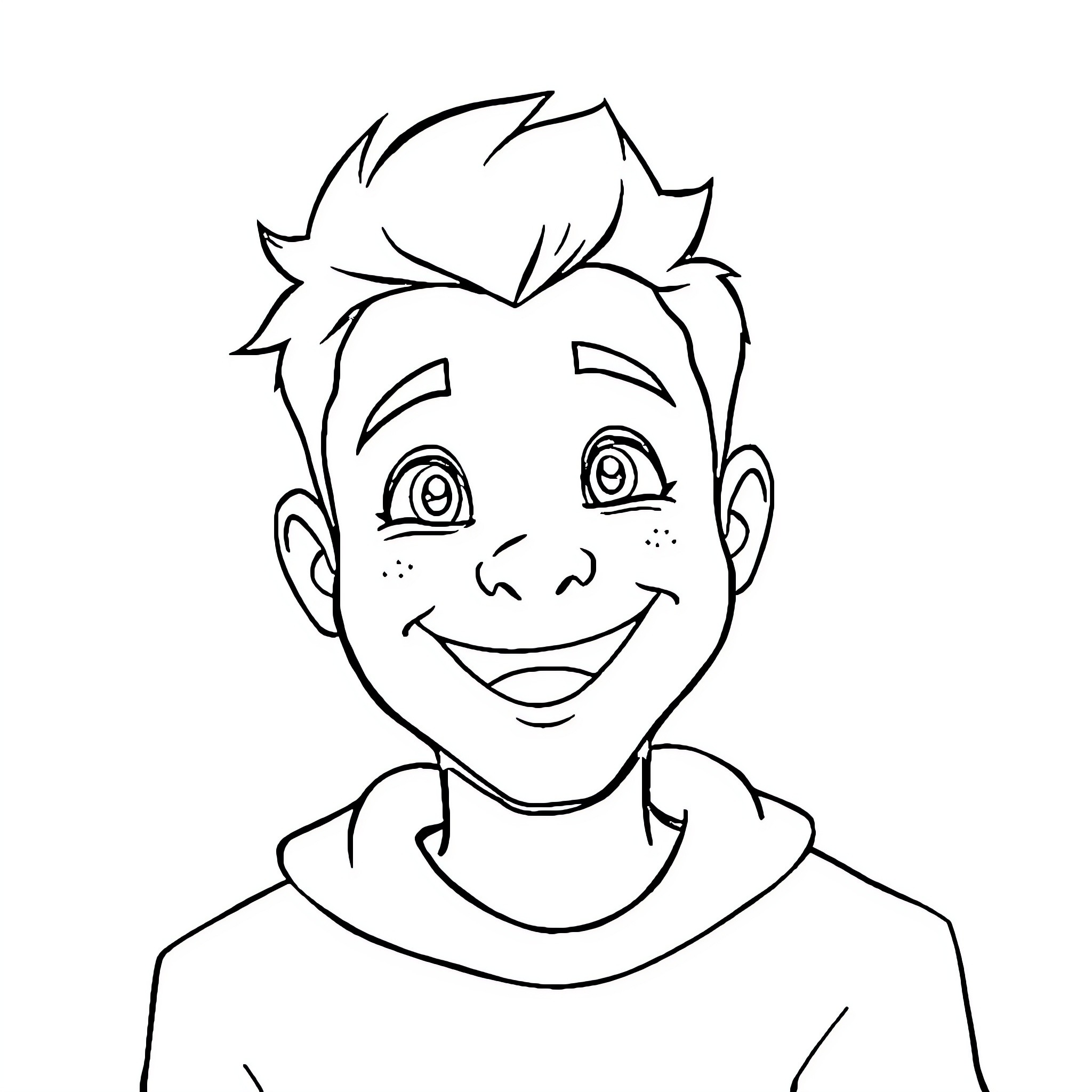 Jerry's Cheerful Cartoon Expression Coloring Page (free black-and-white line drawing printable PDF for all, from beginners to advanced learners, including children, teens, adults, and seniors)