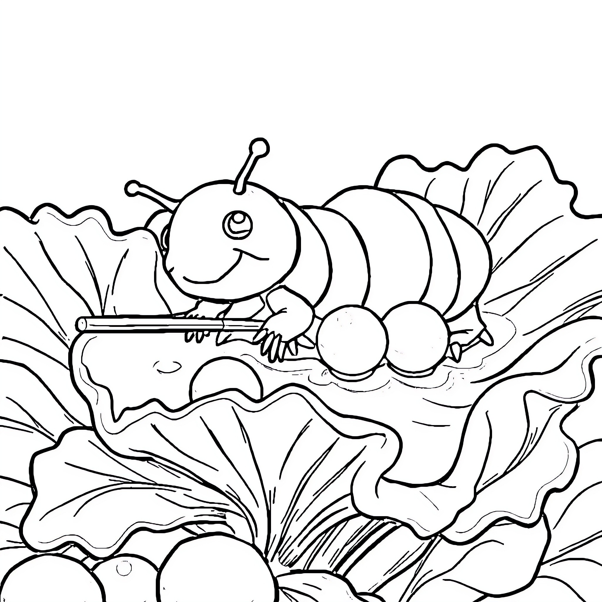 Tardigrade exploring a natural landscape Coloring Page (free black-and-white line drawing printable PDF for all, from beginners to advanced learners, including children, teens, adults, and seniors)
