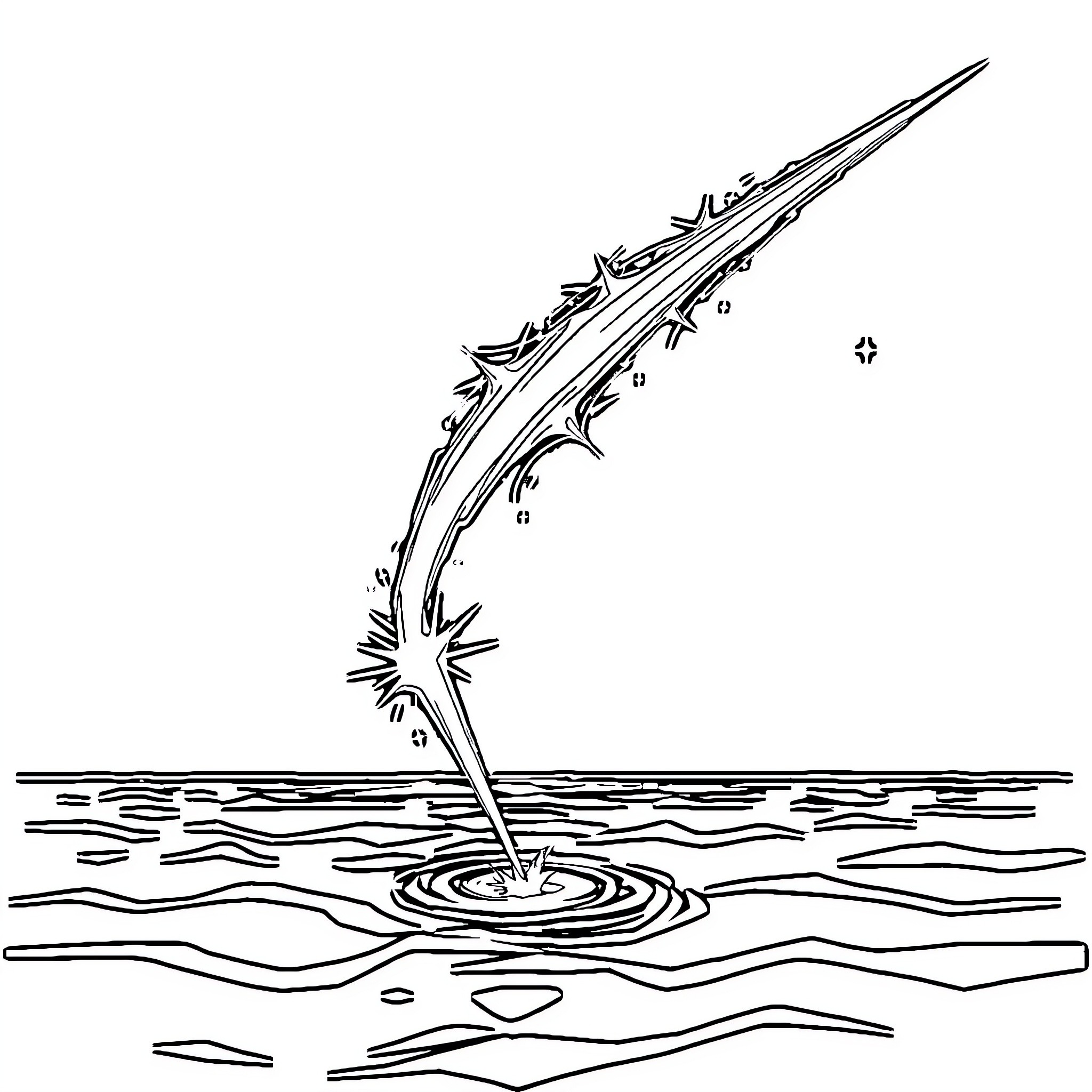 Meteor streaking across the night sky Coloring Page (free black-and-white line drawing printable PDF for all, from beginners to advanced learners, including children, teens, adults, and seniors)