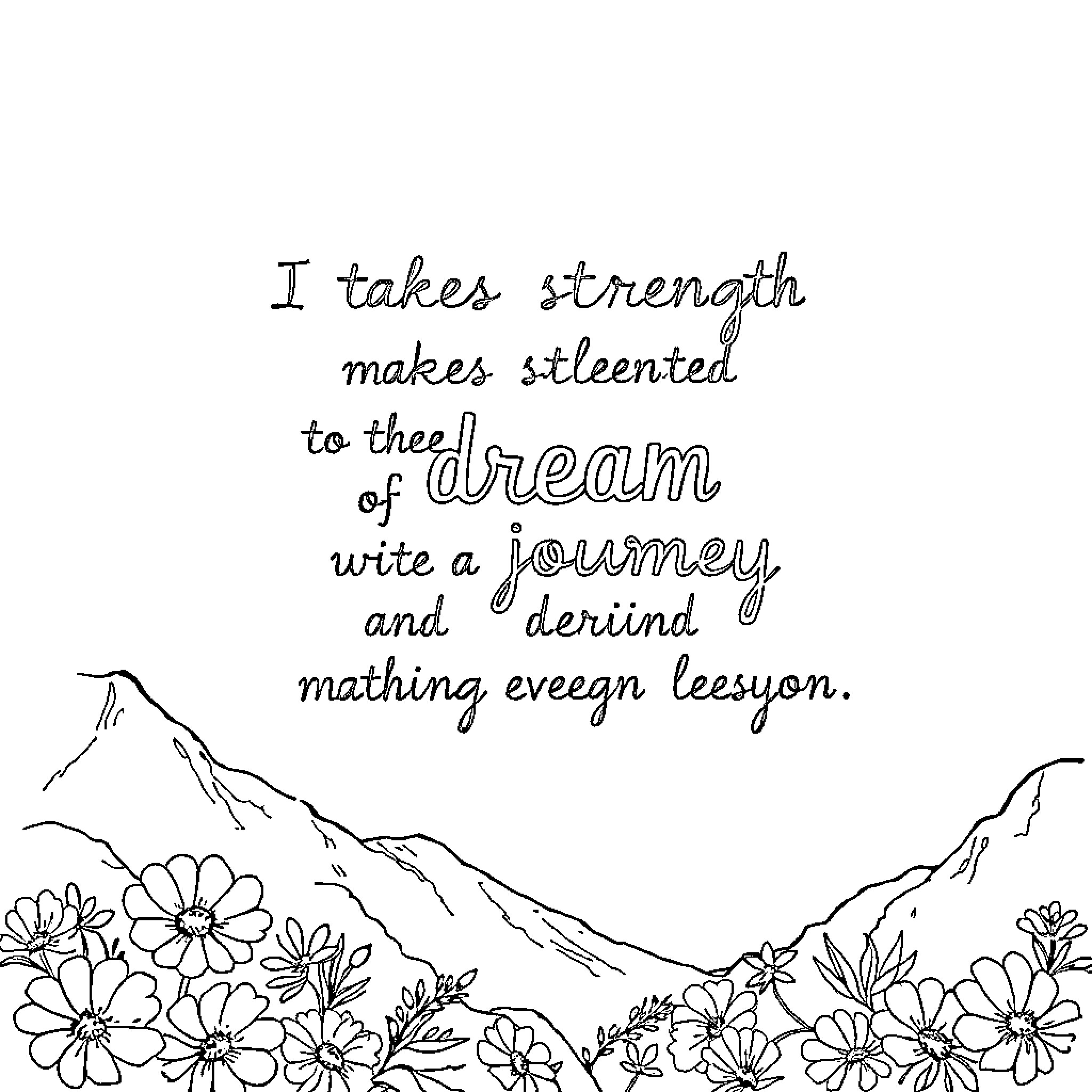 Dream Inspired Journey of Strength and Determination Coloring Page (free black-and-white line drawing printable PDF for all, from beginners to advanced learners, including children, teens, adults, and seniors)