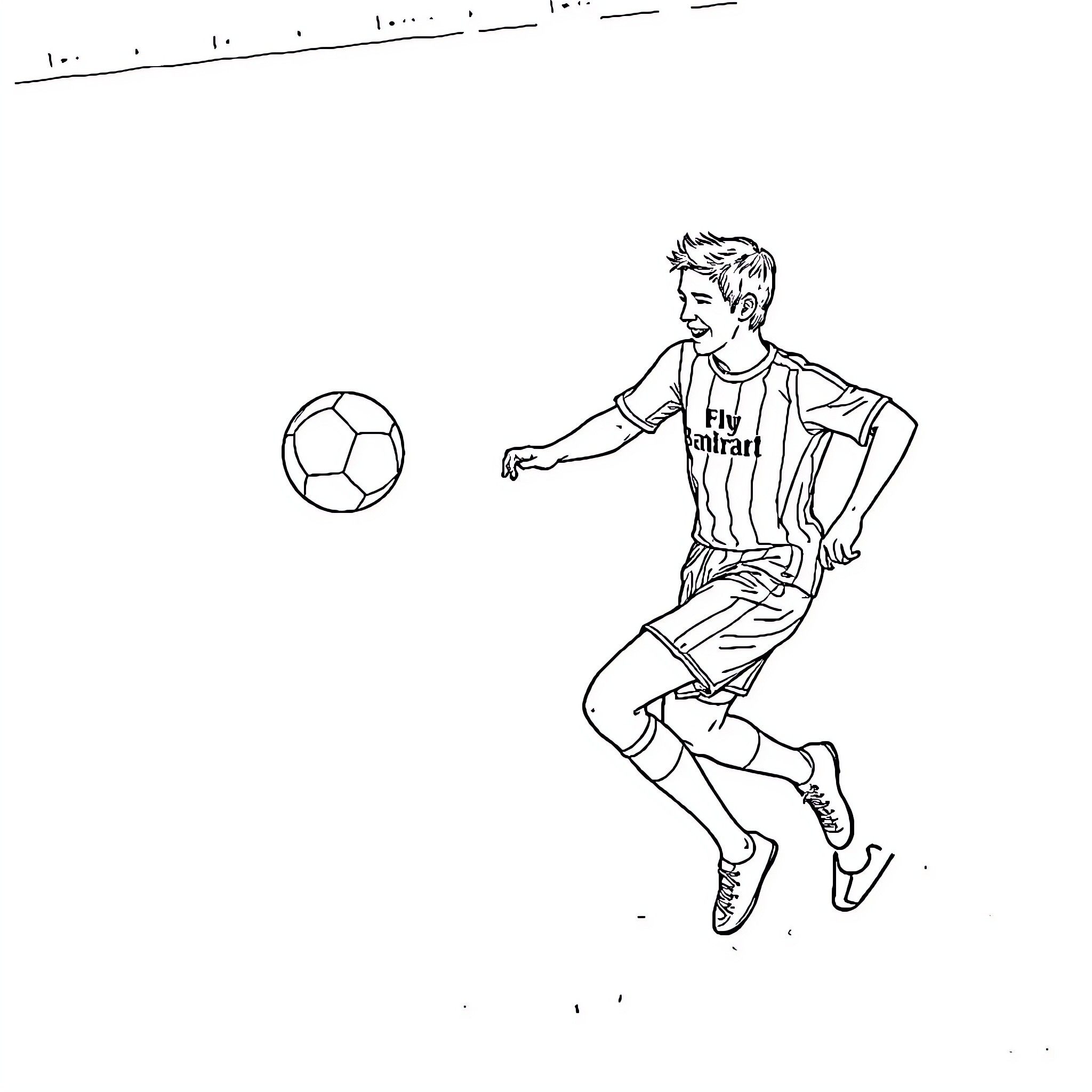 Barry Bannan kicking a soccer ball enthusiastically Coloring Page (free black-and-white line drawing printable PDF for all, from beginners to advanced learners, including children, teens, adults, and seniors)