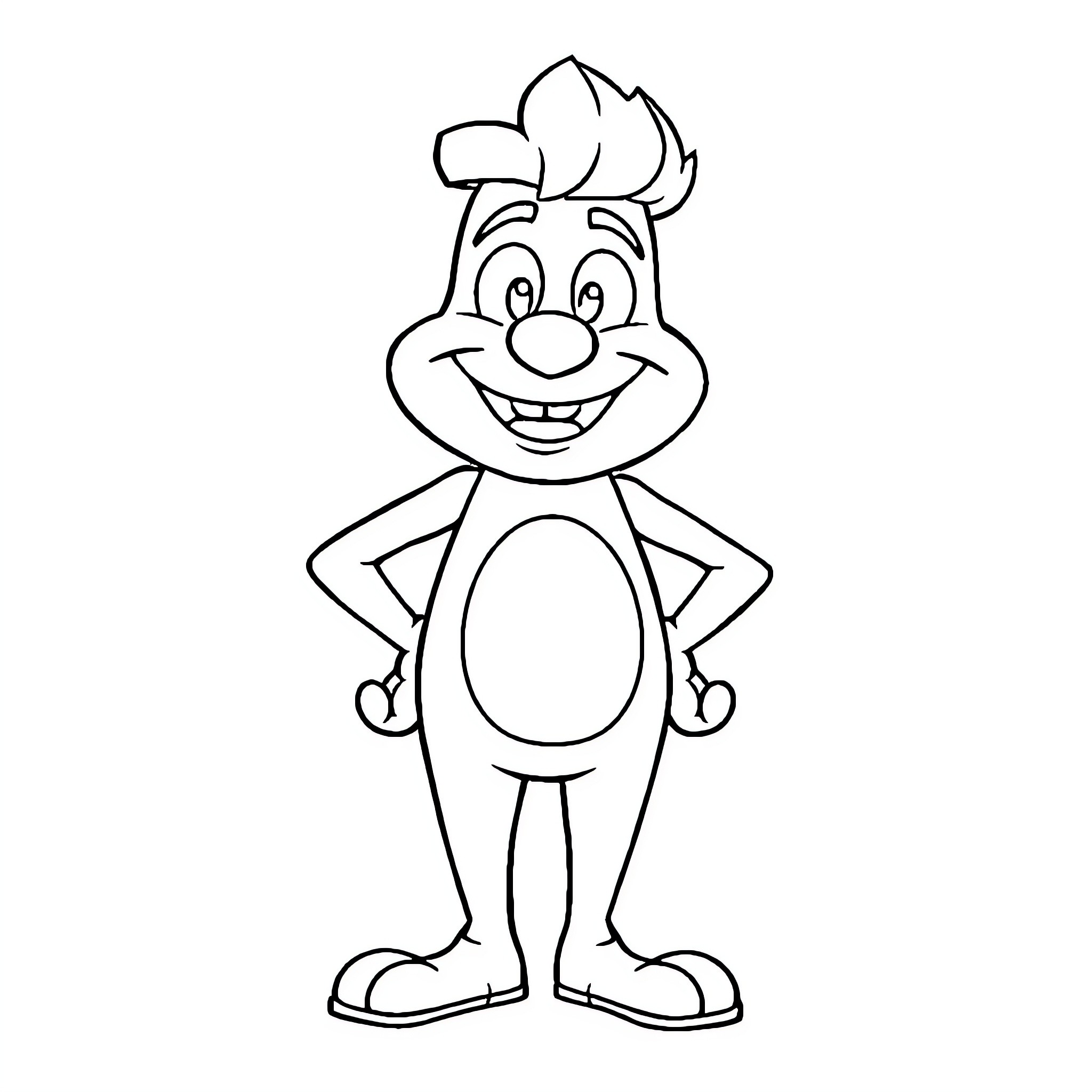 Oneal the Jolly Cartoon Character Coloring Page (free black-and-white line drawing printable PDF for all, from beginners to advanced learners, including children, teens, adults, and seniors)