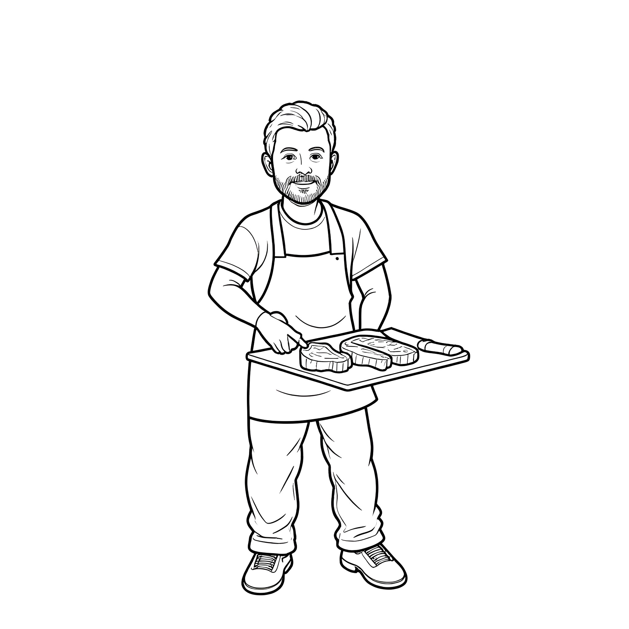 Roch Czerkawski serving food in a restaurant Coloring Page (free black-and-white line drawing printable PDF for all, from beginners to advanced learners, including children, teens, adults, and seniors)