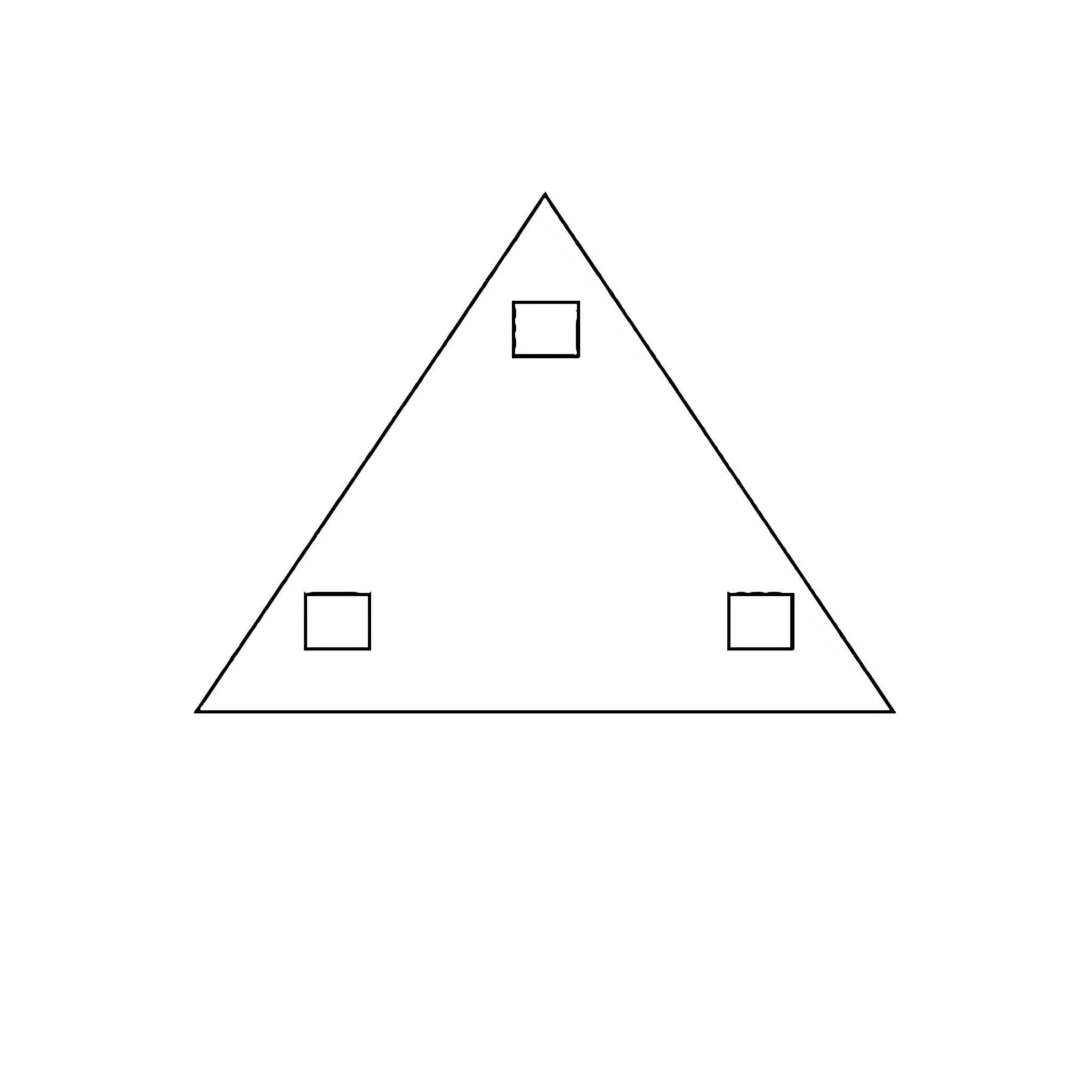 Pythagorean Triangle with Geometric Shapes Coloring Page (free black-and-white line drawing printable PDF for all, from beginners to advanced learners, including children, teens, adults, and seniors)