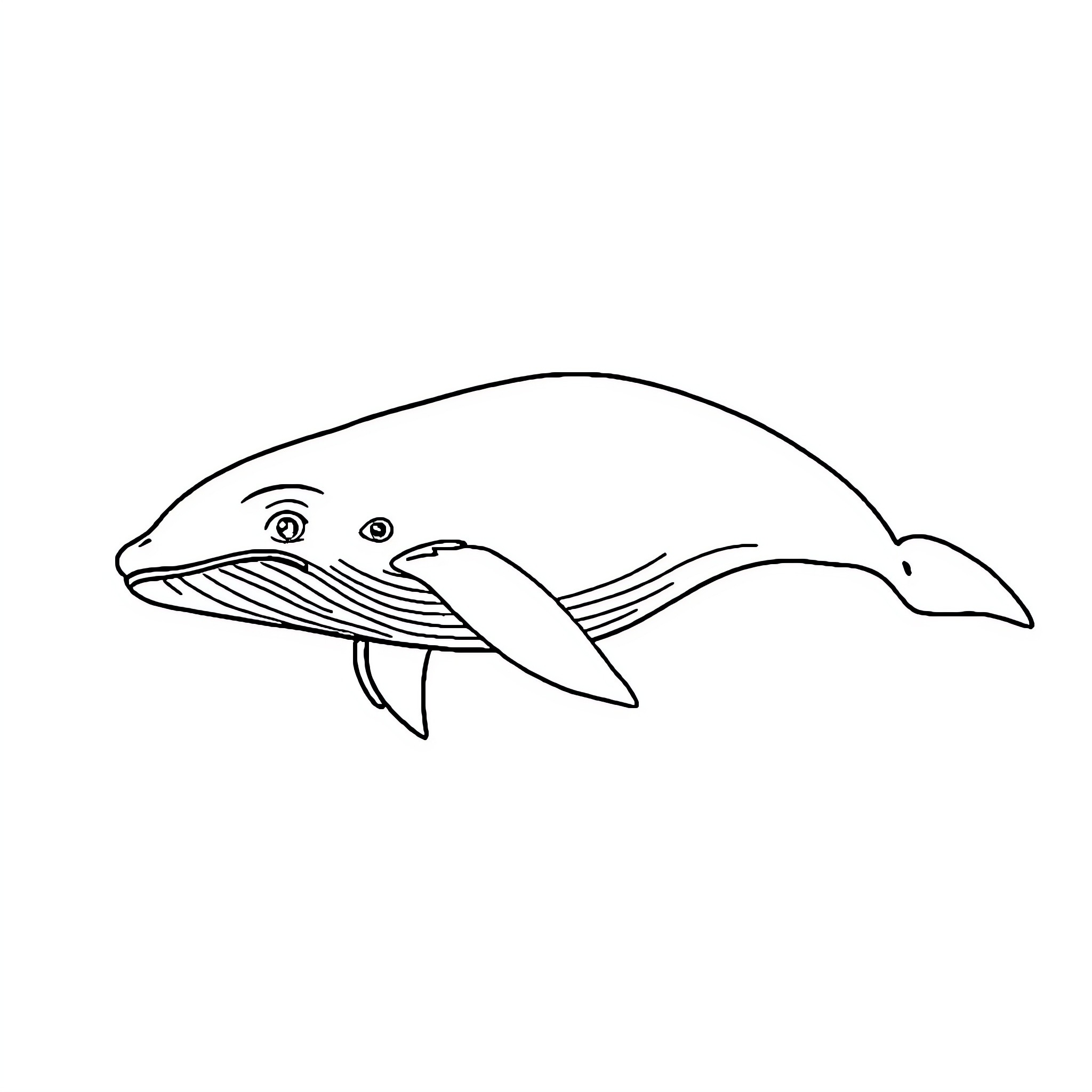 Whale swimming playfully through the ocean Coloring Page (free black-and-white line drawing printable PDF for all, from beginners to advanced learners, including children, teens, adults, and seniors)