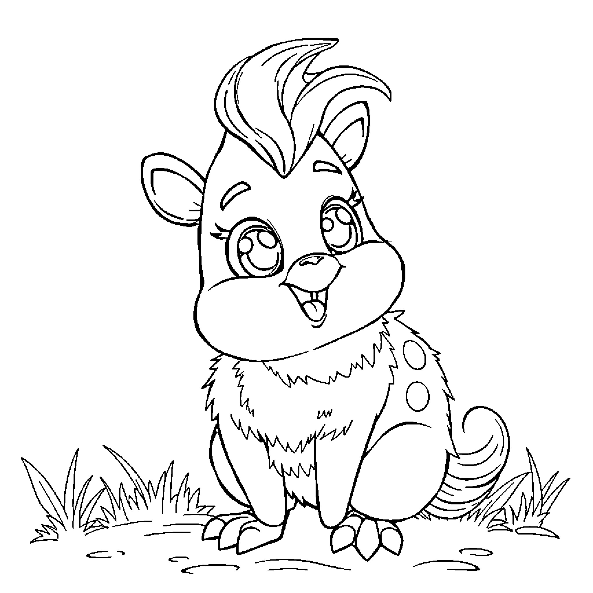 Sprunki the Curious Critter Coloring Page (free black-and-white line drawing printable PDF for all, from beginners to advanced learners, including children, teens, adults, and seniors)