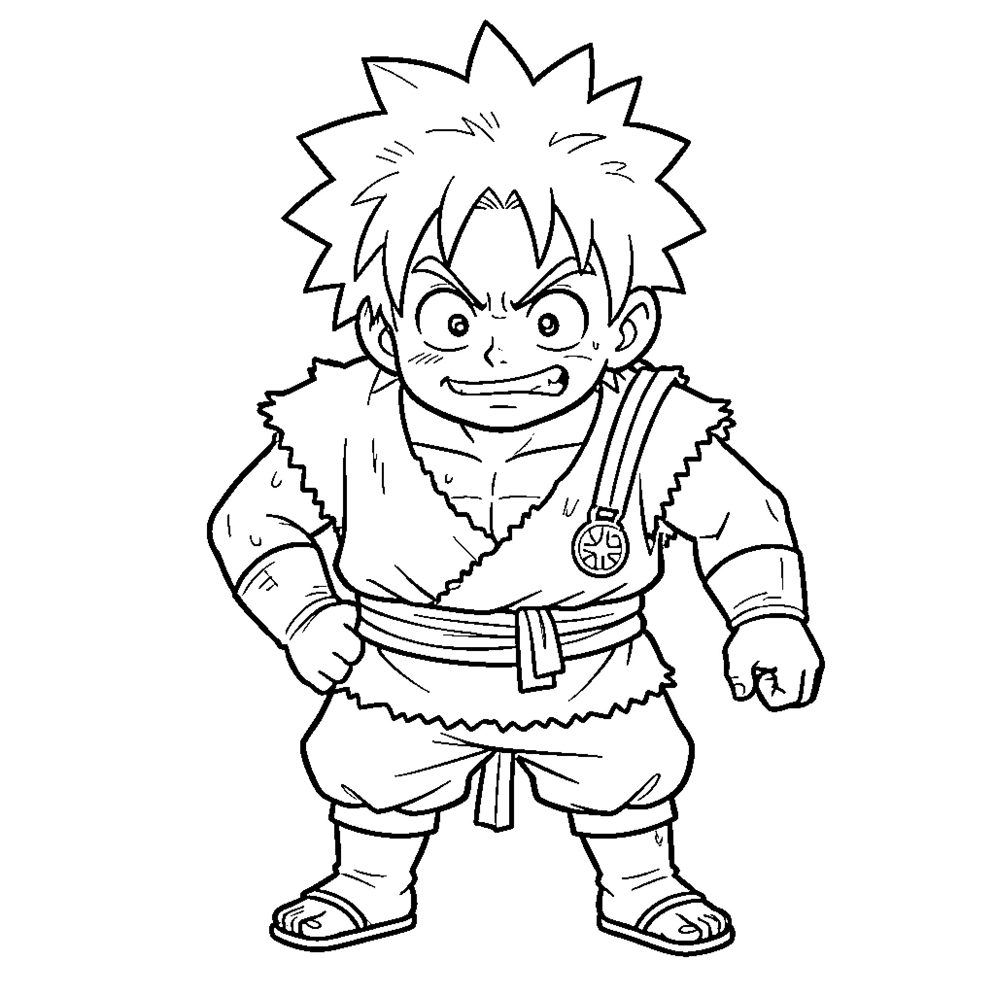 Jiraiya the Energetic Ninja in Action Coloring Page (free black-and-white line drawing printable PDF for all, from beginners to advanced learners, including children, teens, adults, and seniors)