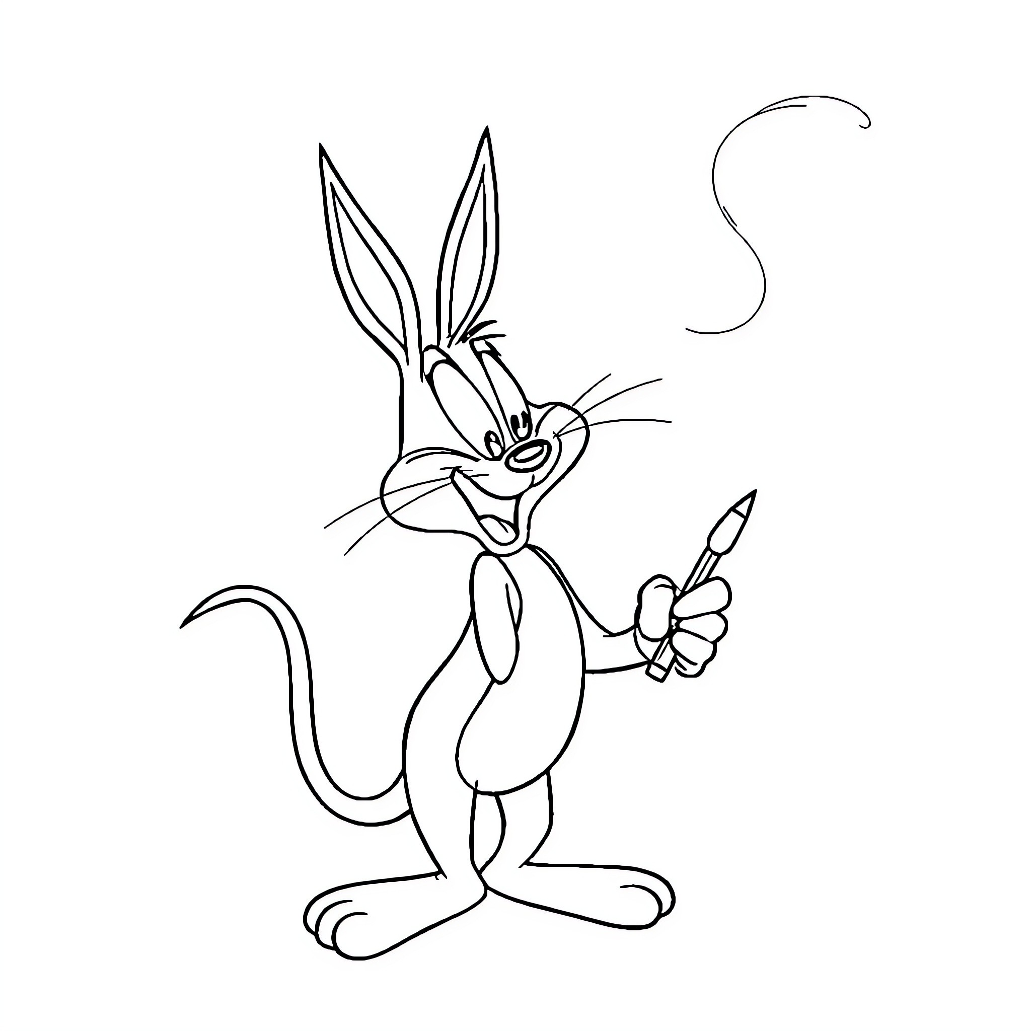Taz the mischievous rabbit character Coloring Page (free black-and-white line drawing printable PDF for all, from beginners to advanced learners, including children, teens, adults, and seniors)