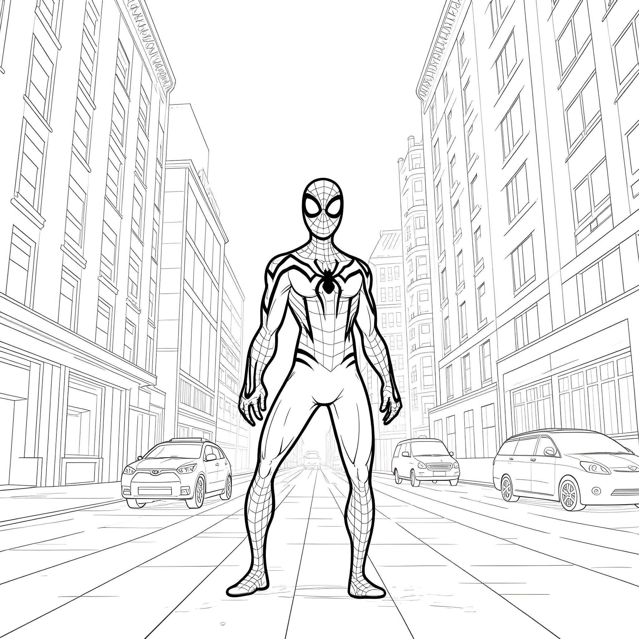 Nightcrawler: Superhero in the Urban Landscape Coloring Page (free black-and-white line drawing printable PDF for all, from beginners to advanced learners, including children, teens, adults, and seniors)
