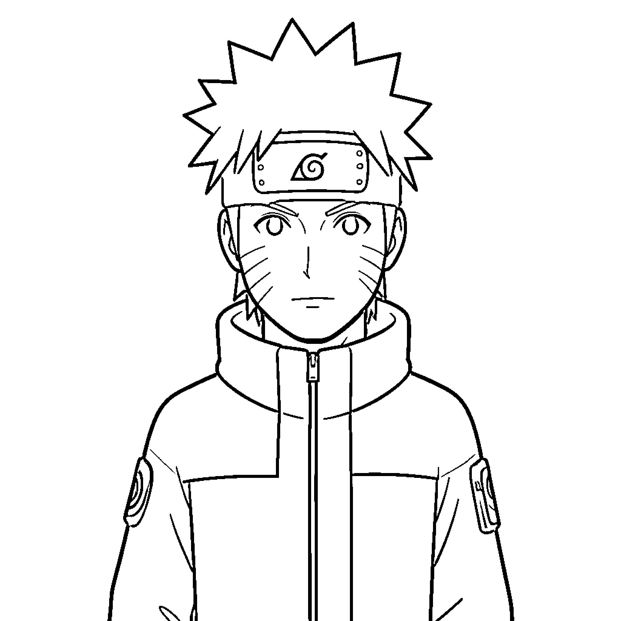 Naruto Shinobi in Action with Distinctive Appearance Coloring Page (free black-and-white line drawing printable PDF for all, from beginners to advanced learners, including children, teens, adults, and seniors)
