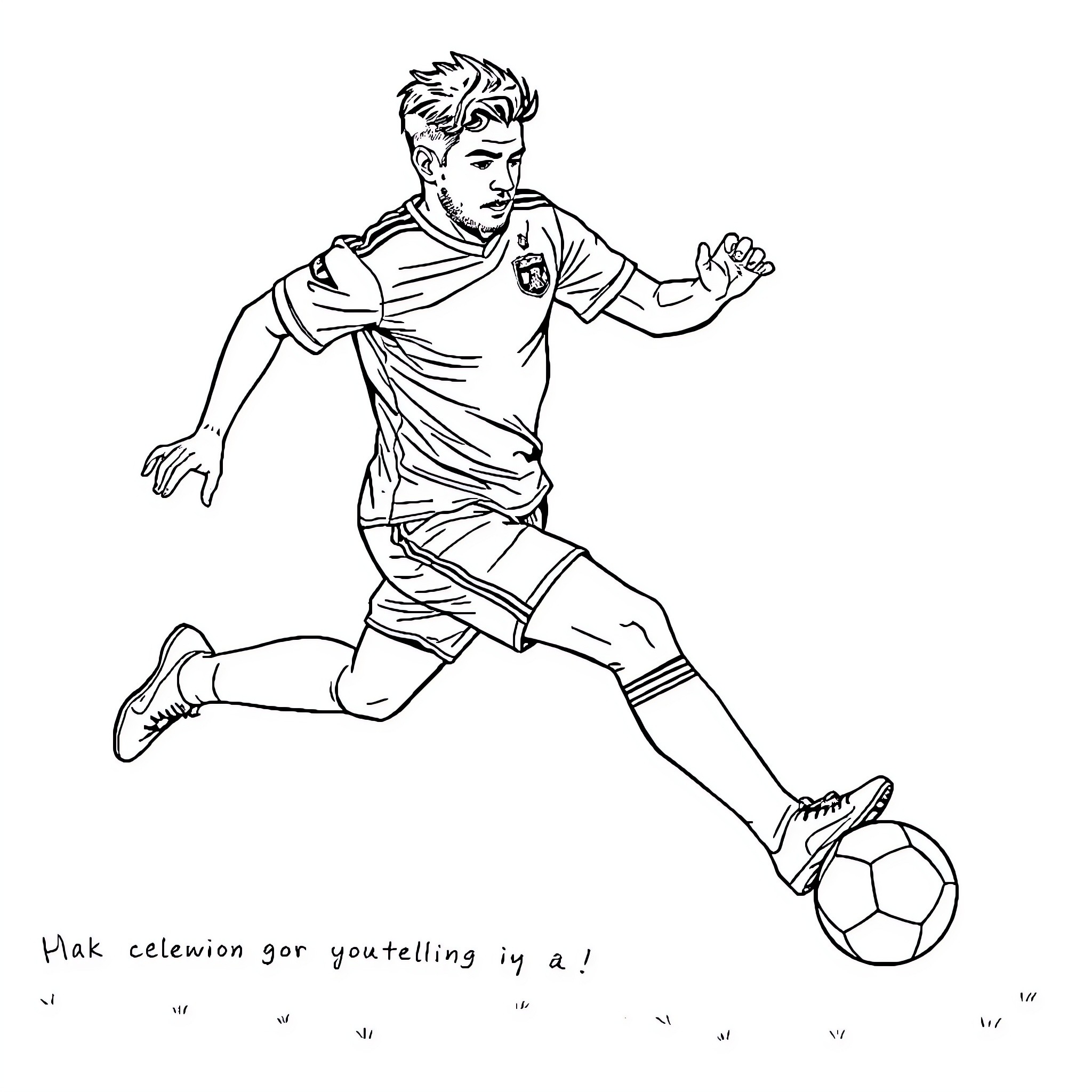 Jeremy Castera plays soccer with skill and determination Coloring Page (free black-and-white line drawing printable PDF for all, from beginners to advanced learners, including children, teens, adults, and seniors)