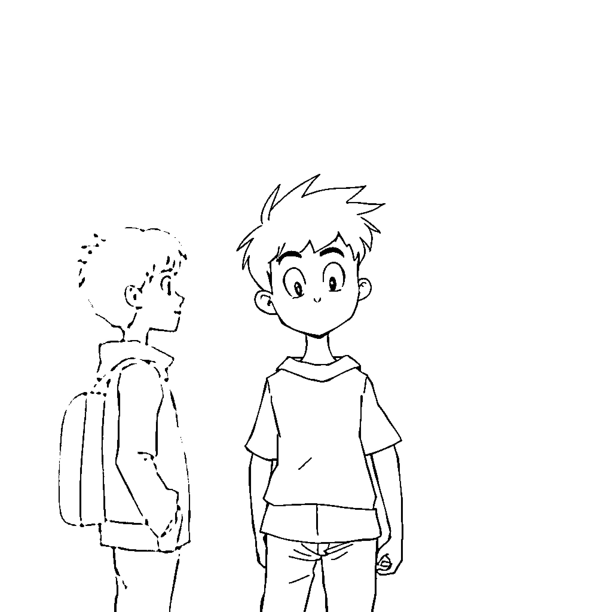 Character posing confidently in casual outfit Coloring Page (free black-and-white line drawing printable PDF for all, from beginners to advanced learners, including children, teens, adults, and seniors)