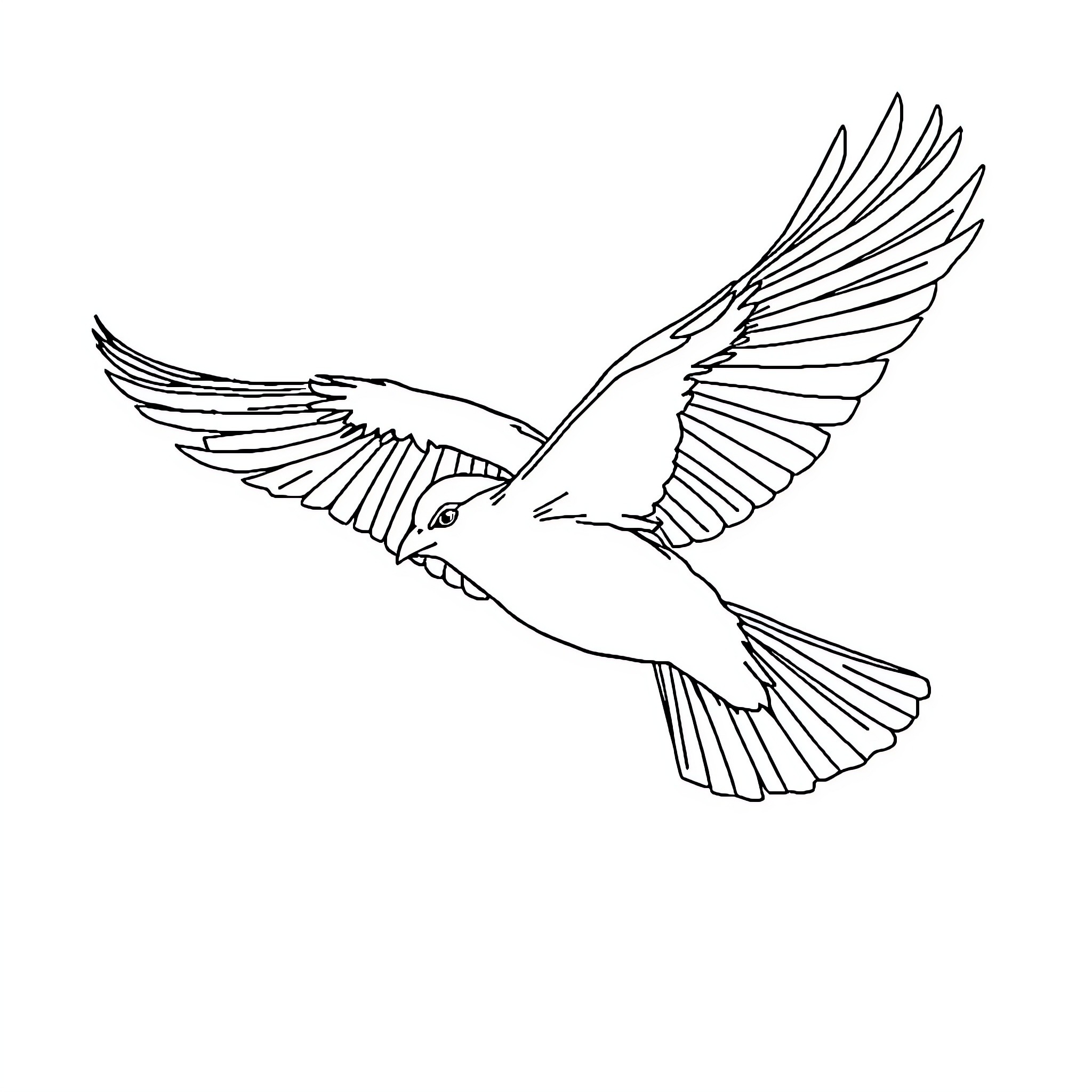 Avión de pájaros volando con alas extendidas Coloring Page (free black-and-white line drawing printable PDF for all, from beginners to advanced learners, including children, teens, adults, and seniors)