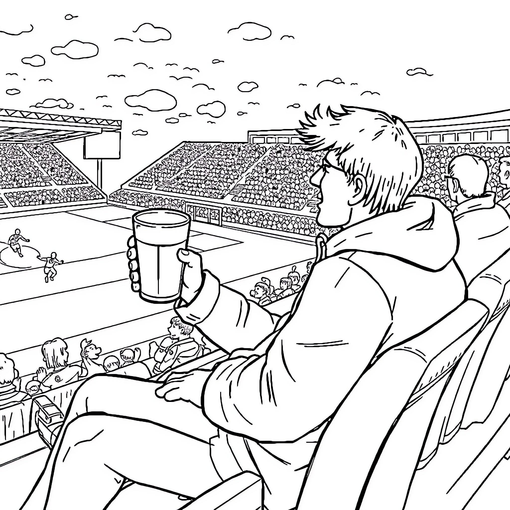 Deadwood Saloon: Raucous Revelry and Camaraderie Coloring Page (free black-and-white line drawing printable PDF for all, from beginners to advanced learners, including children, teens, adults, and seniors)