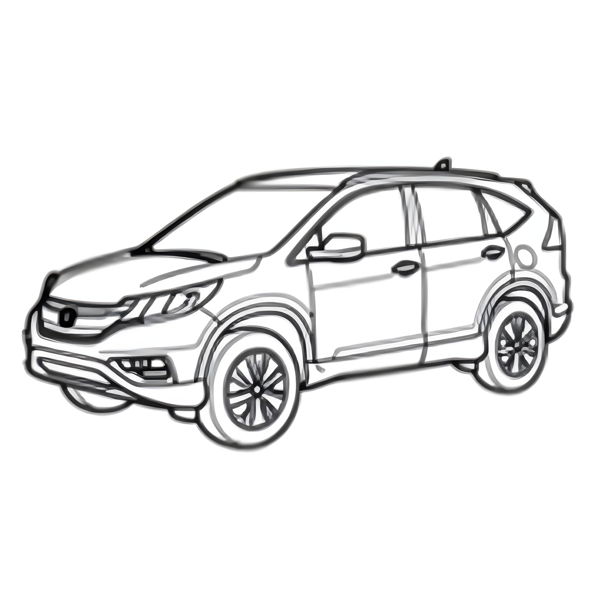 Car in modern, stylized design Coloring Page (free black-and-white line drawing printable PDF for all, from beginners to advanced learners, including children, teens, adults, and seniors)