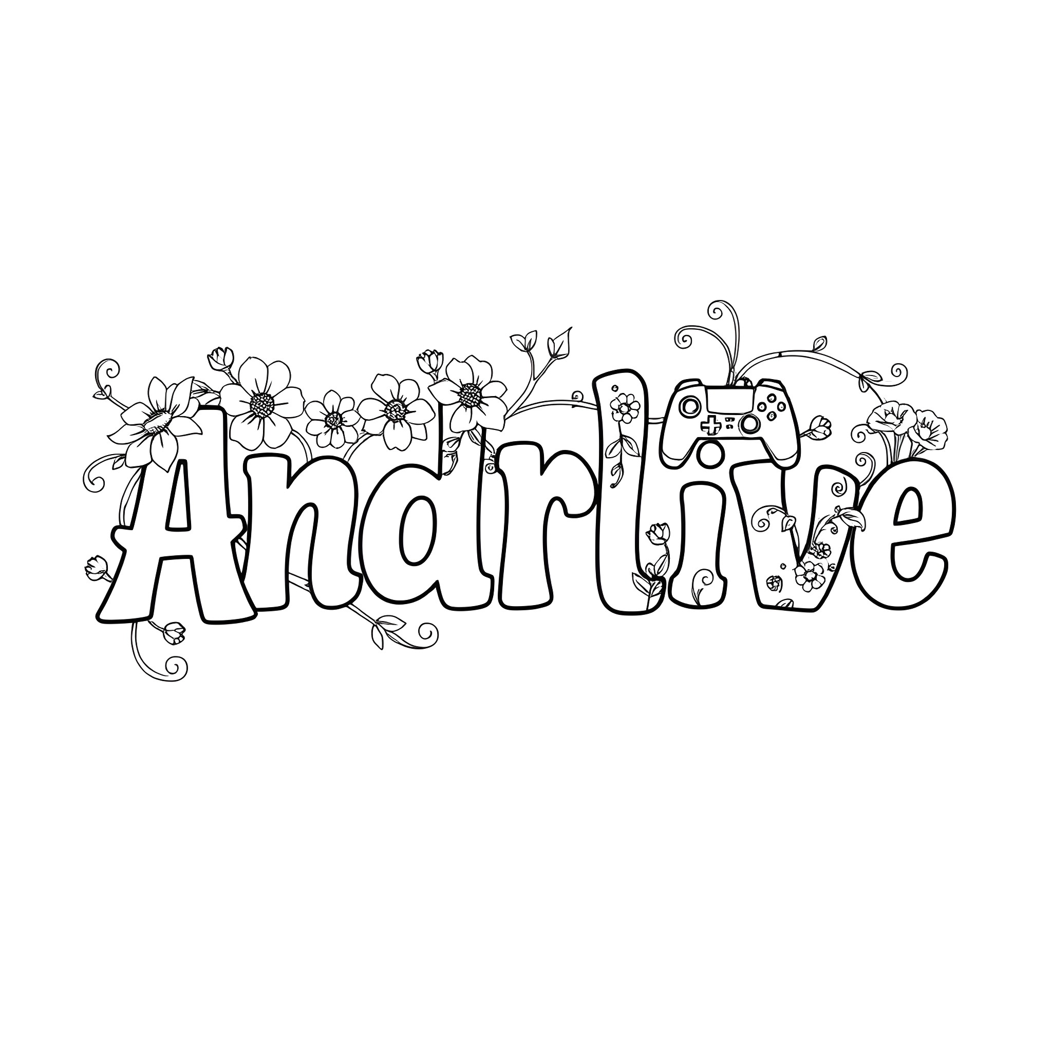 Letter with floral decorations Coloring Page (free black-and-white line drawing printable PDF for all, from beginners to advanced learners, including children, teens, adults, and seniors)