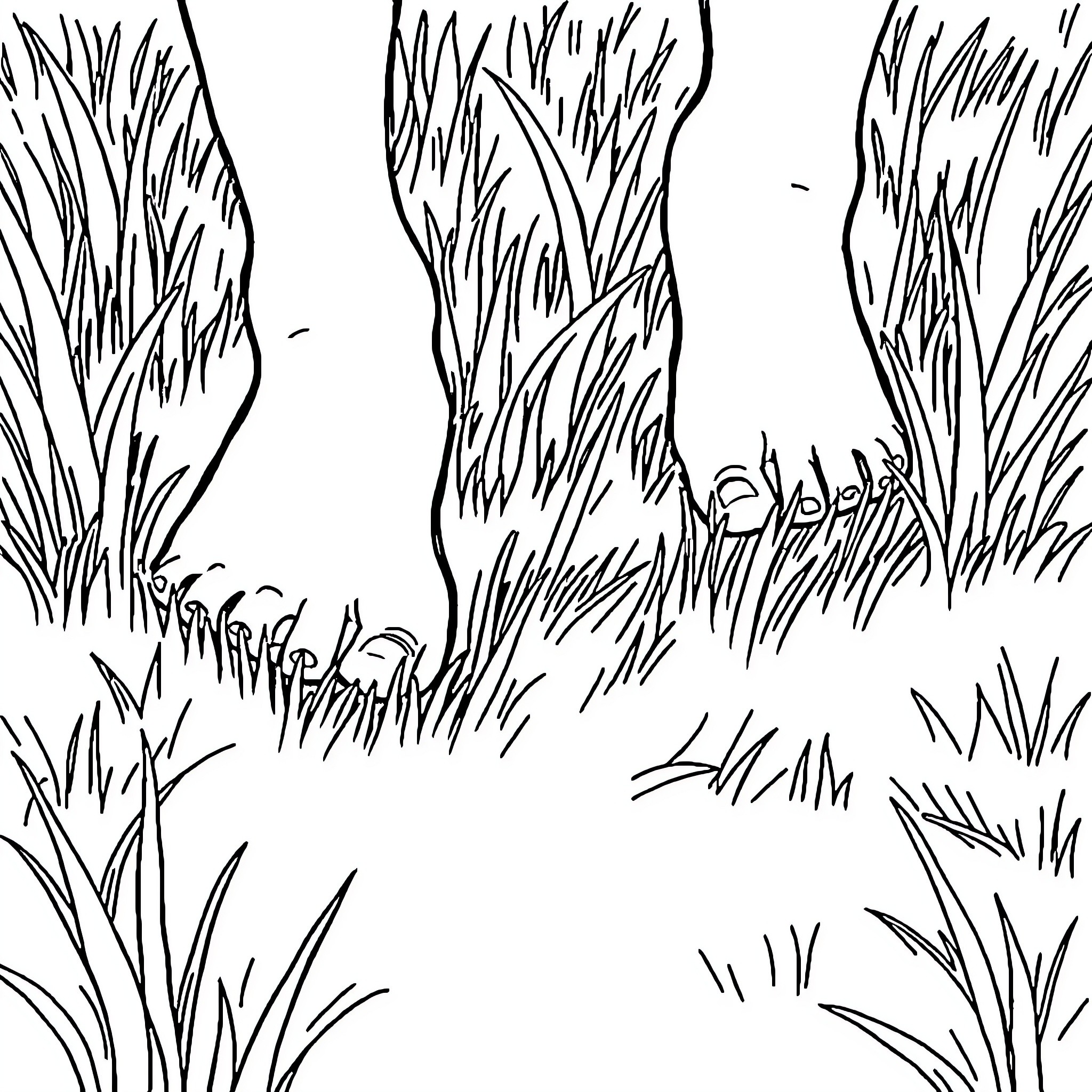 Bare Foot Wandering in the Grass Coloring Page (free black-and-white line drawing printable PDF for all, from beginners to advanced learners, including children, teens, adults, and seniors)