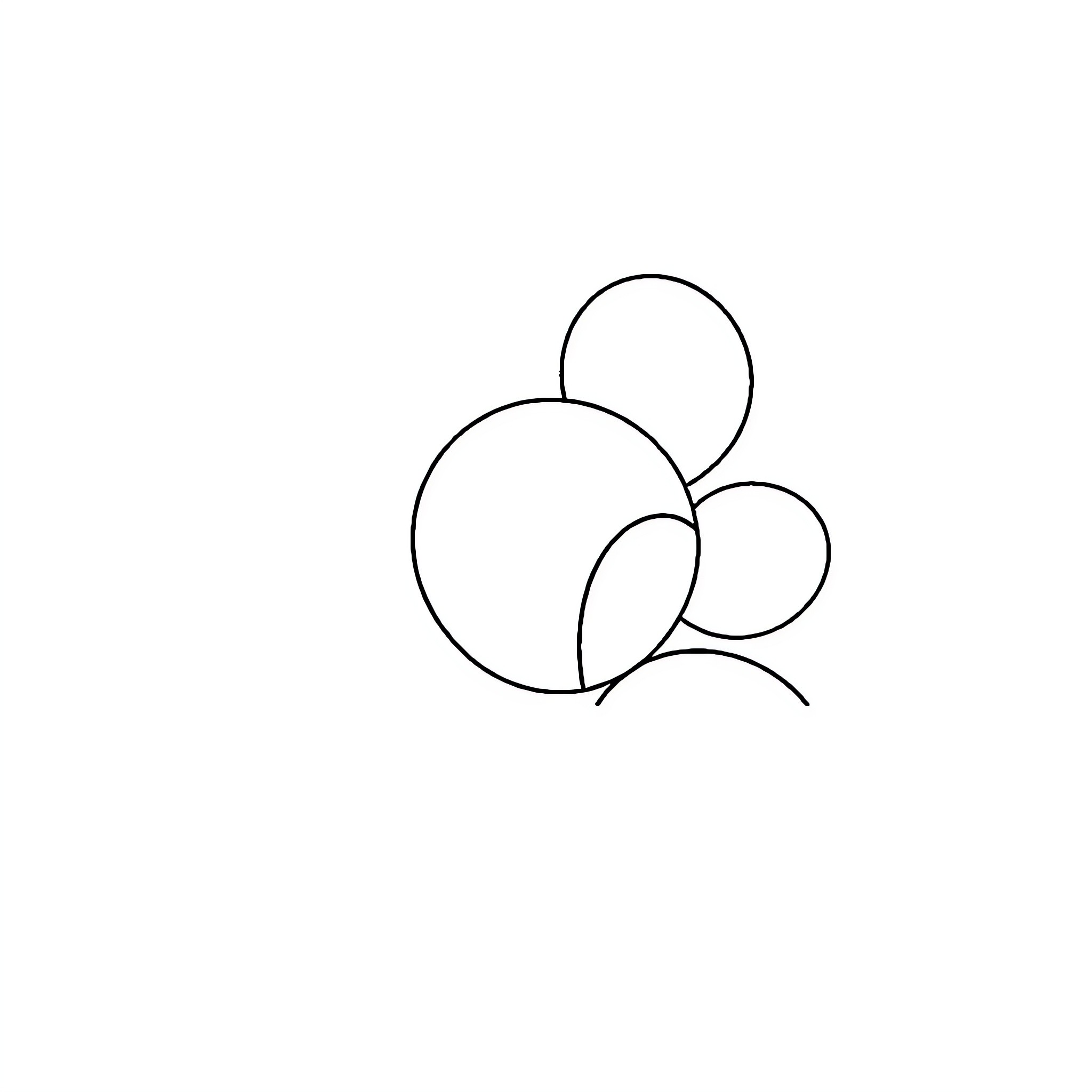 Drawing of overlapping circular shapes Coloring Page (free black-and-white line drawing printable PDF for all, from beginners to advanced learners, including children, teens, adults, and seniors)