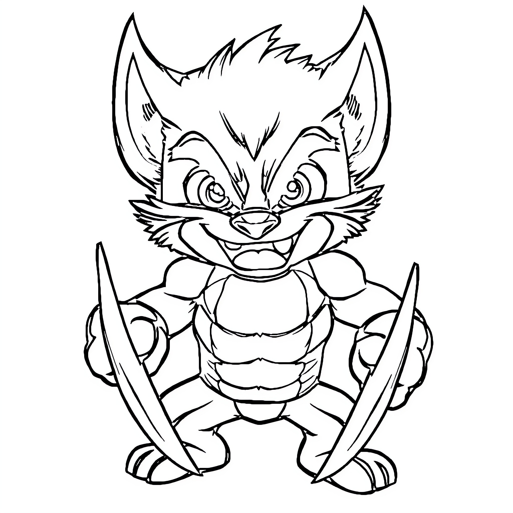 Wolverine-inspired Fierce Creature with Claws Coloring Page (free black-and-white line drawing printable PDF for all, from beginners to advanced learners, including children, teens, adults, and seniors)