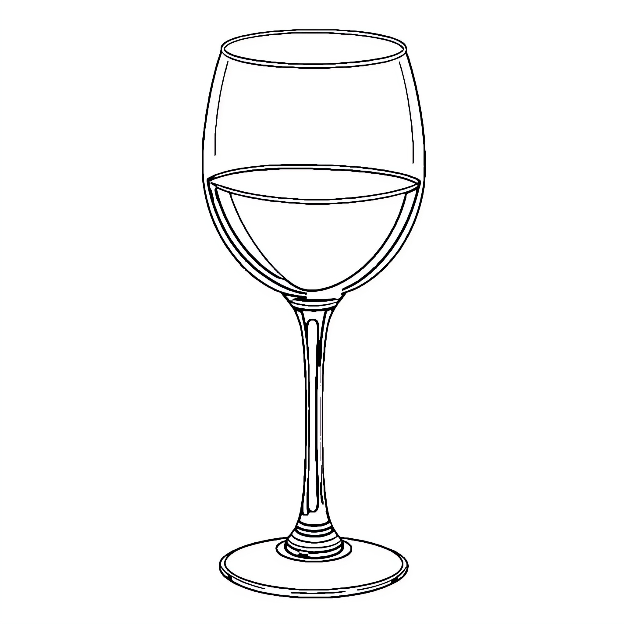 Wine glasses of different sizes Coloring Page (free black-and-white line drawing printable PDF for all, from beginners to advanced learners, including children, teens, adults, and seniors)