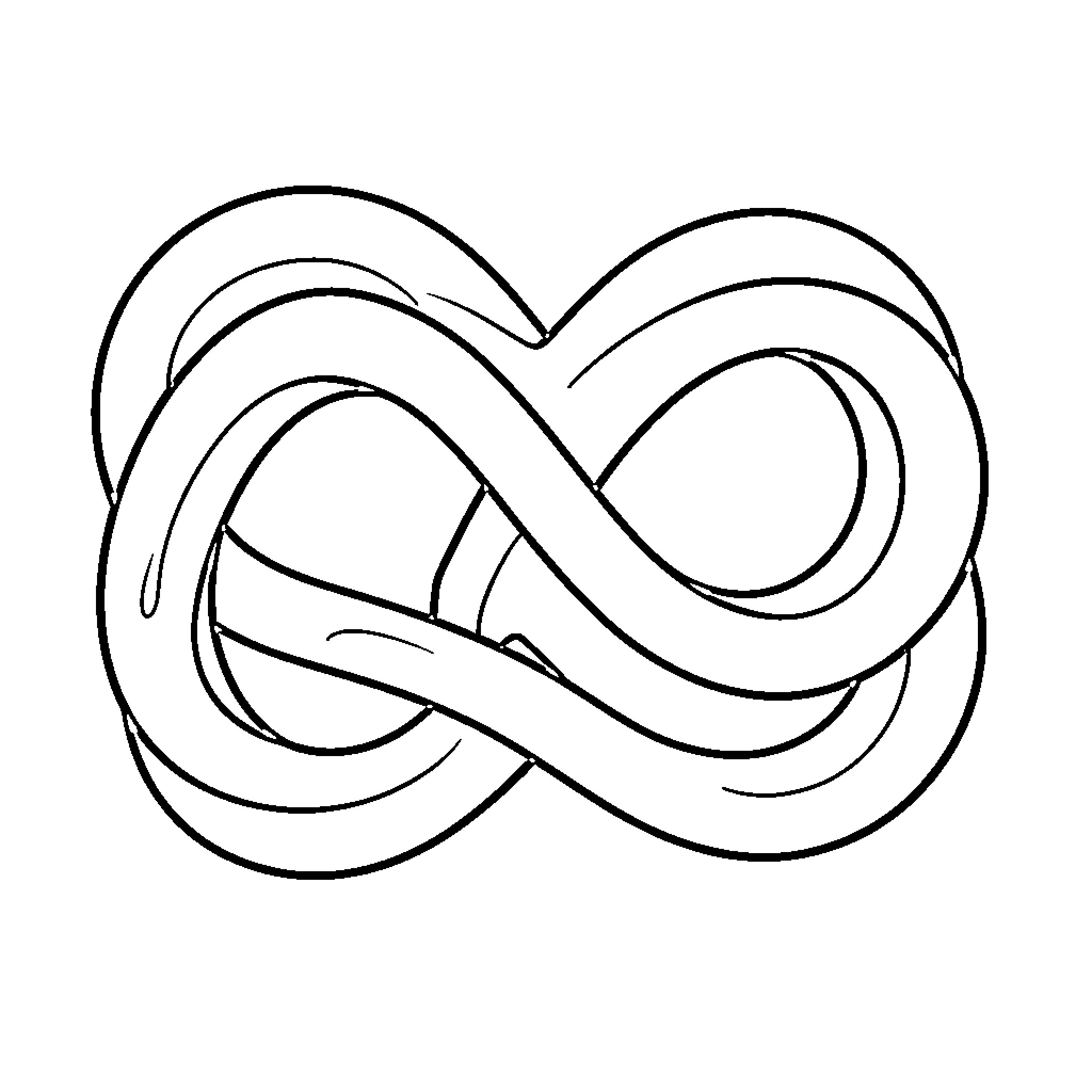 Infinity Loop forming an intertwined knot pattern Coloring Page (free black-and-white line drawing printable PDF for all, from beginners to advanced learners, including children, teens, adults, and seniors)