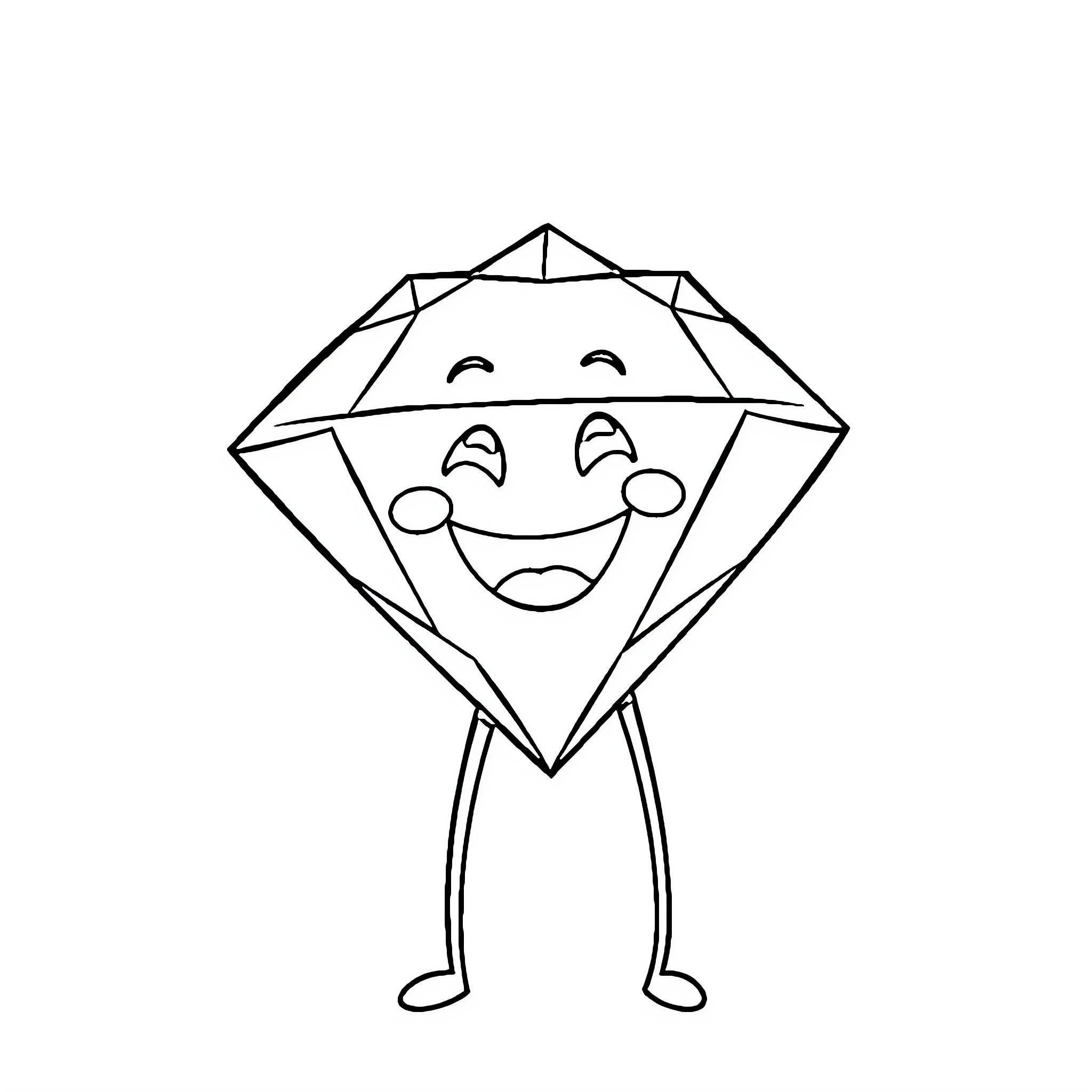 Diamond character expressing happiness Coloring Page (free black-and-white line drawing printable PDF for all, from beginners to advanced learners, including children, teens, adults, and seniors)