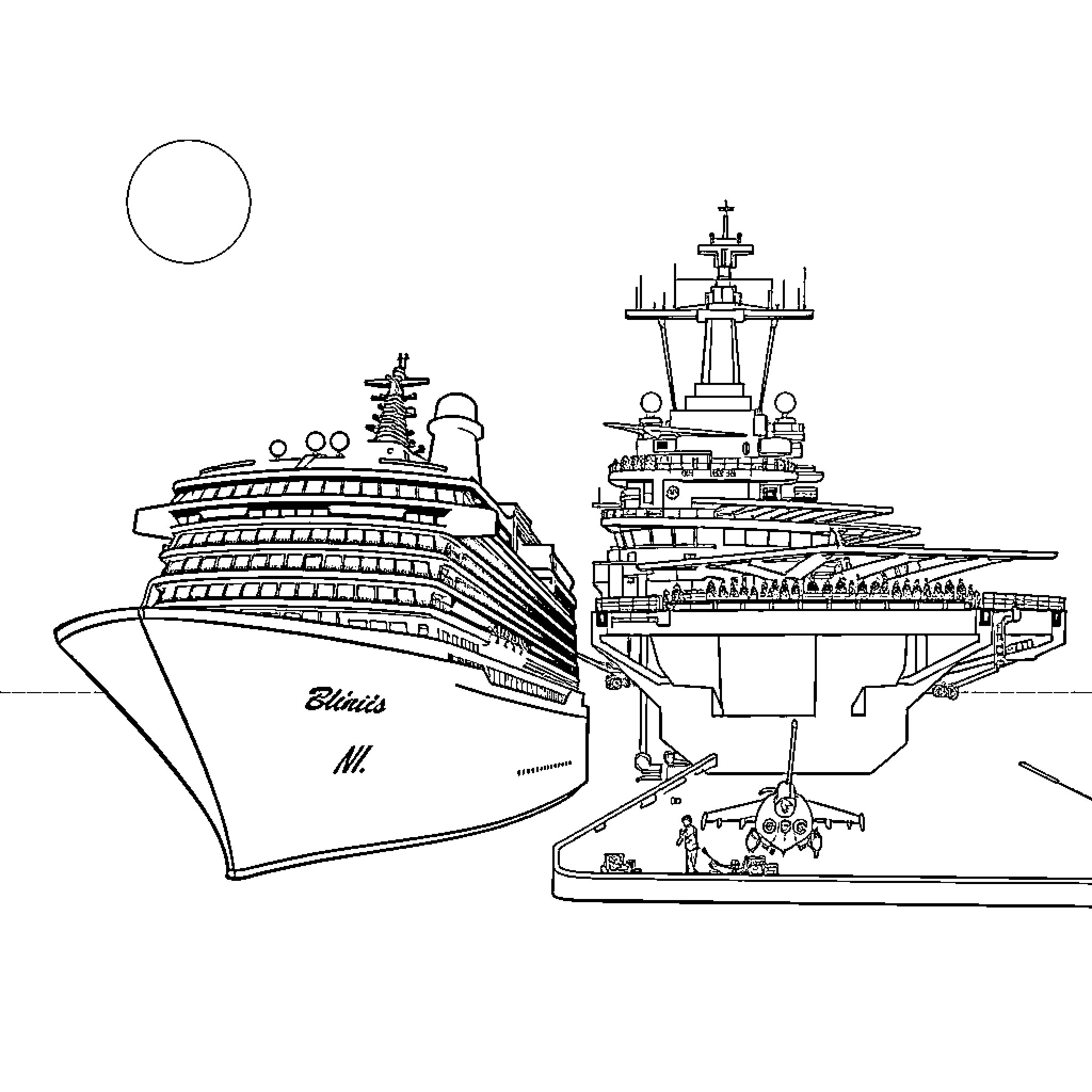 Ship with intricate design and technical details Coloring Page (free black-and-white line drawing printable PDF for all, from beginners to advanced learners, including children, teens, adults, and seniors)