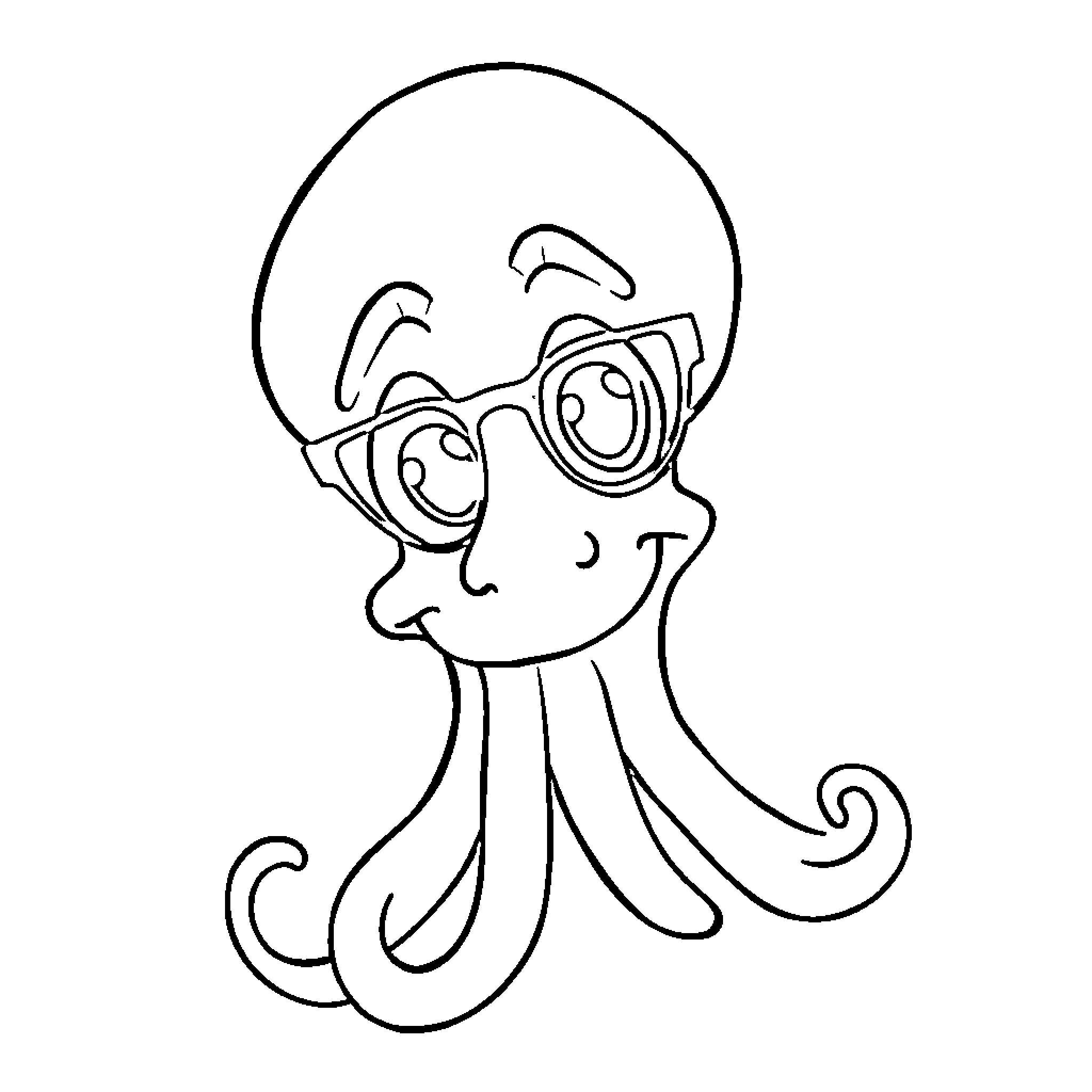 Squidward wearing silly glasses and having a goofy expression Coloring Page (free black-and-white line drawing printable PDF for all, from beginners to advanced learners, including children, teens, adults, and seniors)