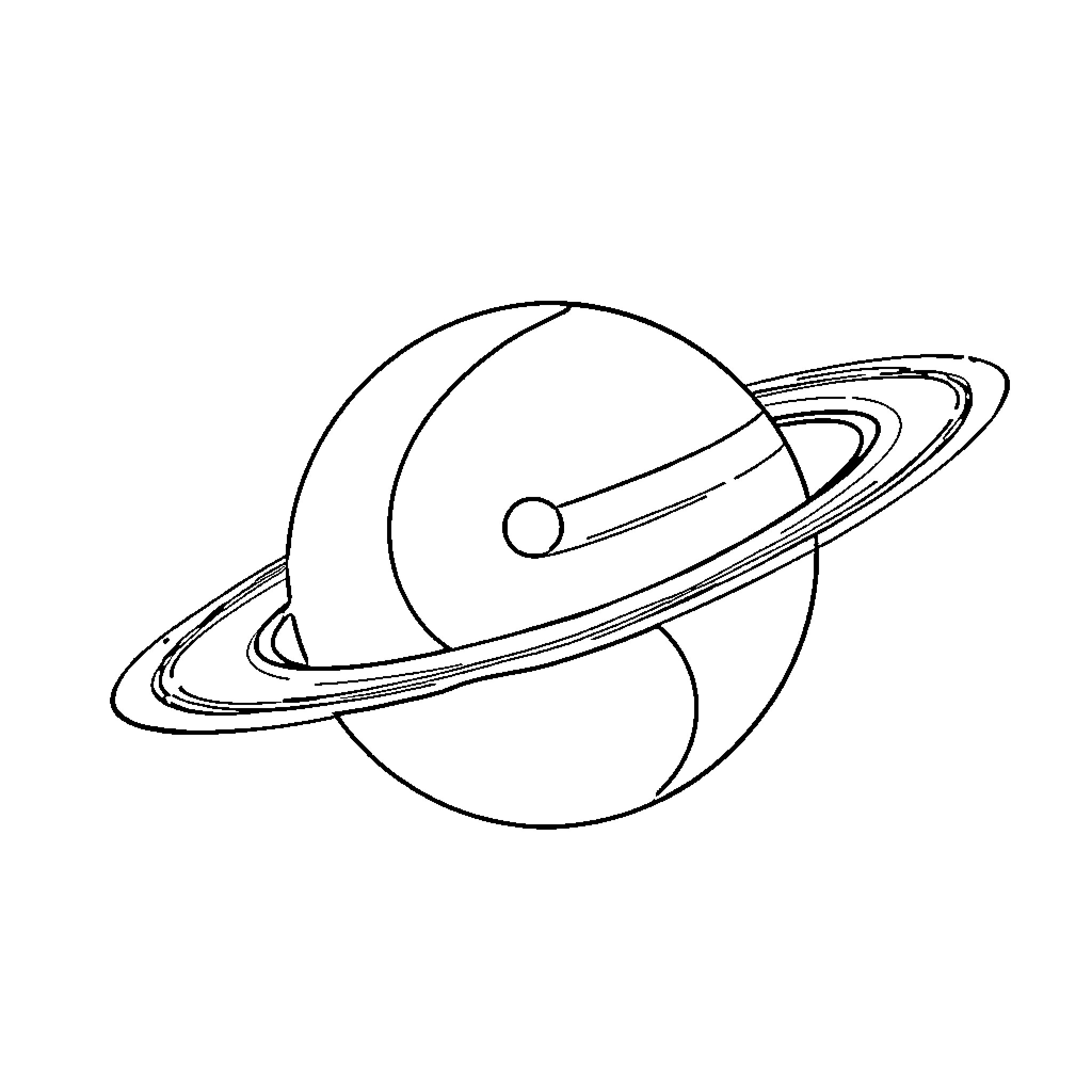 Saturn planet sketch with rings Coloring Page (free black-and-white line drawing printable PDF for all, from beginners to advanced learners, including children, teens, adults, and seniors)