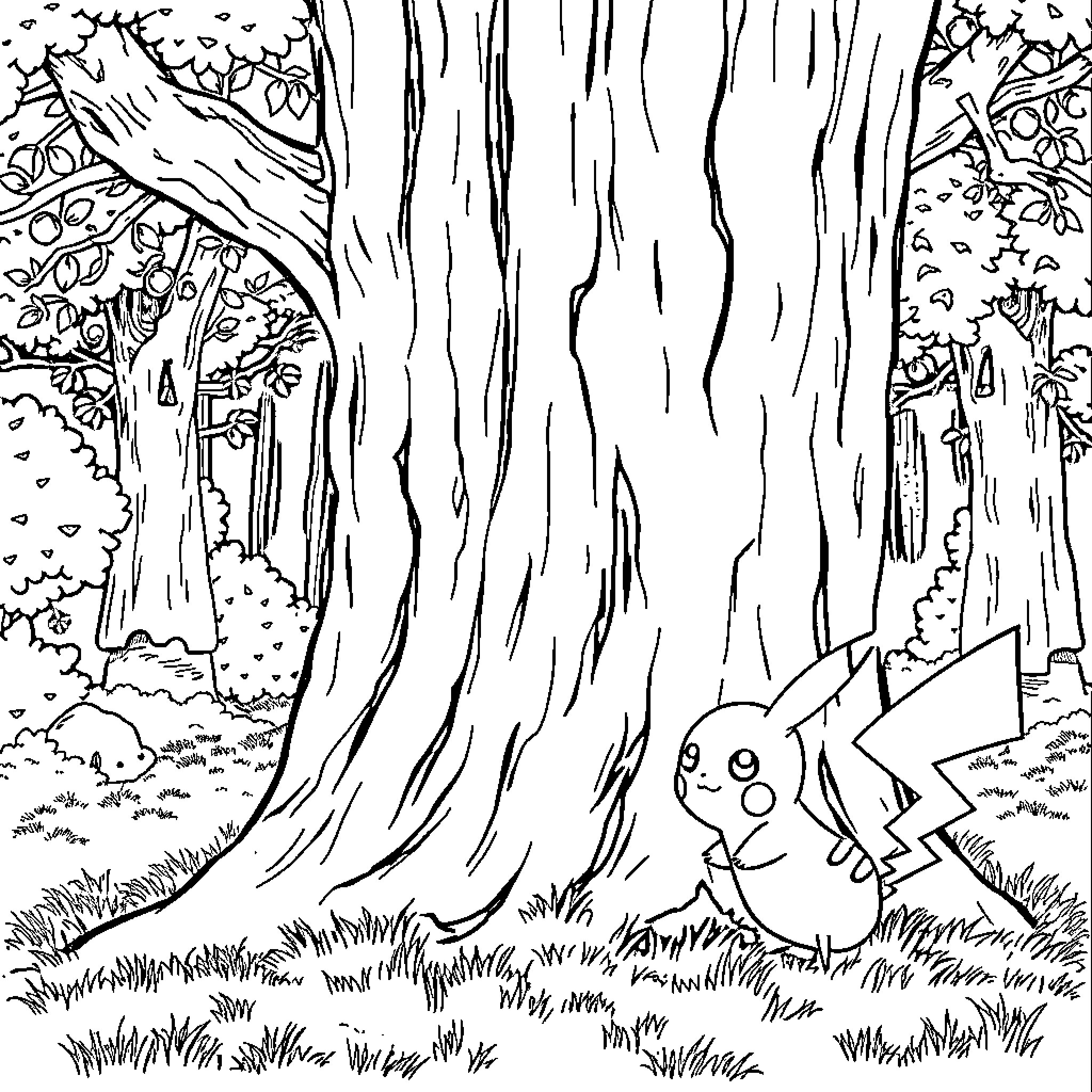 Kronos: Whimsical Woodland Exploration Coloring Page (free black-and-white line drawing printable PDF for all, from beginners to advanced learners, including children, teens, adults, and seniors)