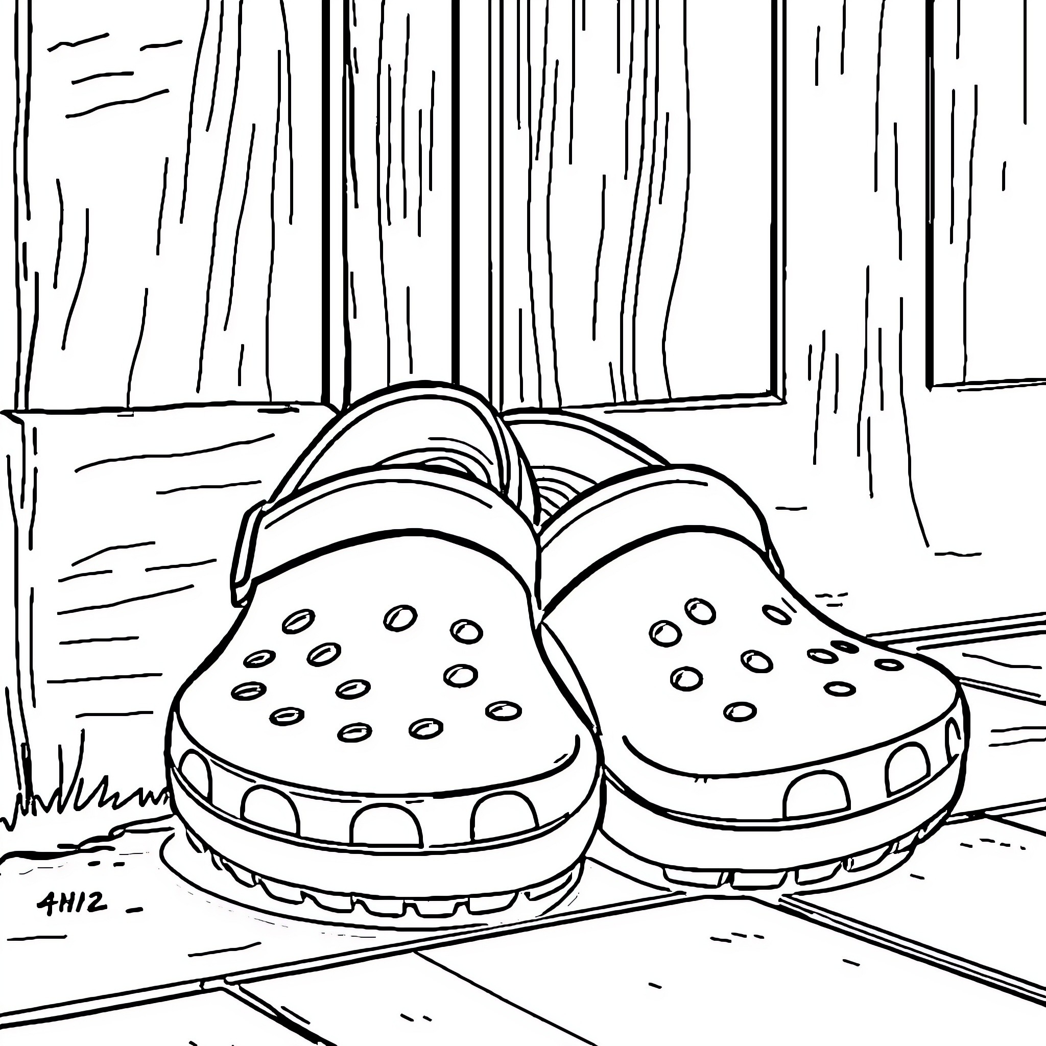 Crocs in the Woods Coloring Page (free black-and-white line drawing printable PDF for all, from beginners to advanced learners, including children, teens, adults, and seniors)