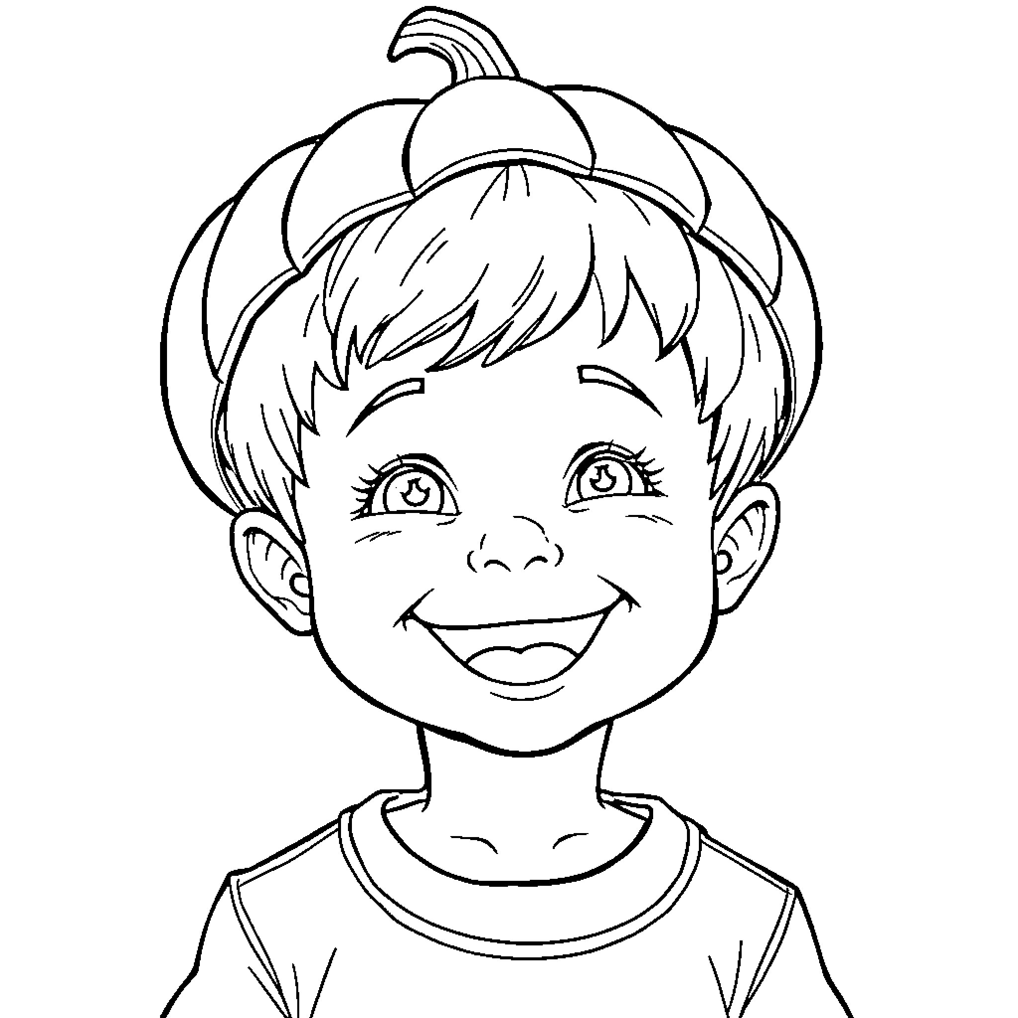 Boy with a smiling facial expression Coloring Page (free black-and-white line drawing printable PDF for all, from beginners to advanced learners, including children, teens, adults, and seniors)