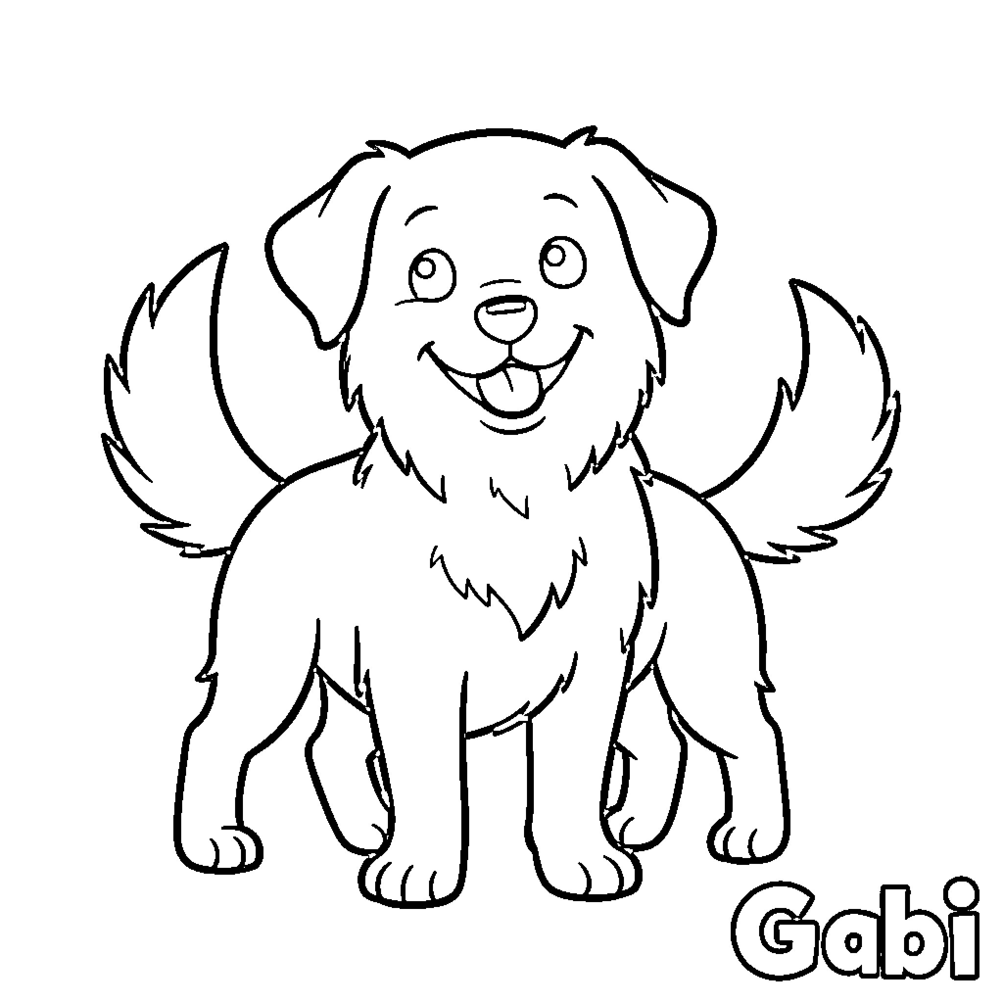 Dog smiling happily with a playful expression Coloring Page (free black-and-white line drawing printable PDF for all, from beginners to advanced learners, including children, teens, adults, and seniors)