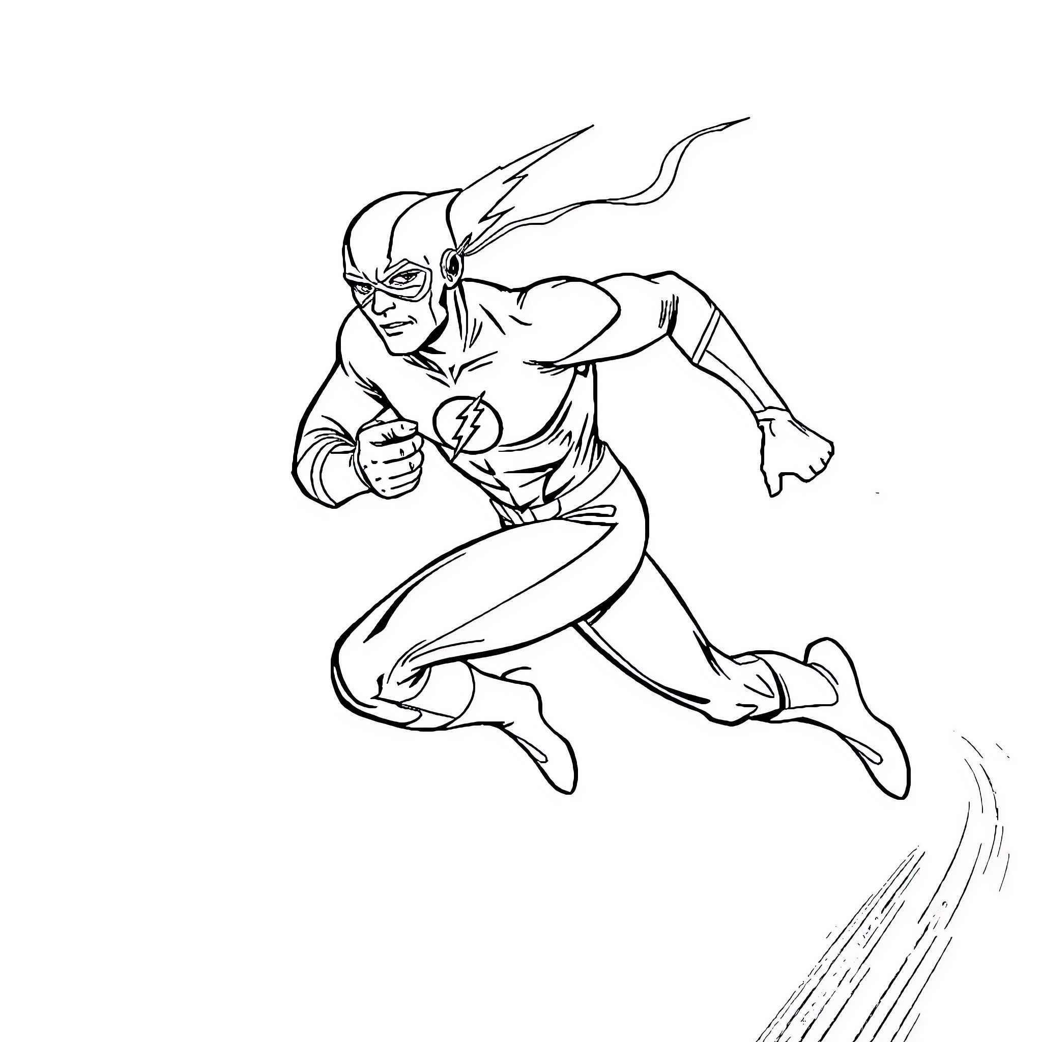 Flash sprinting in action Coloring Page (free black-and-white line drawing printable PDF for all, from beginners to advanced learners, including children, teens, adults, and seniors)