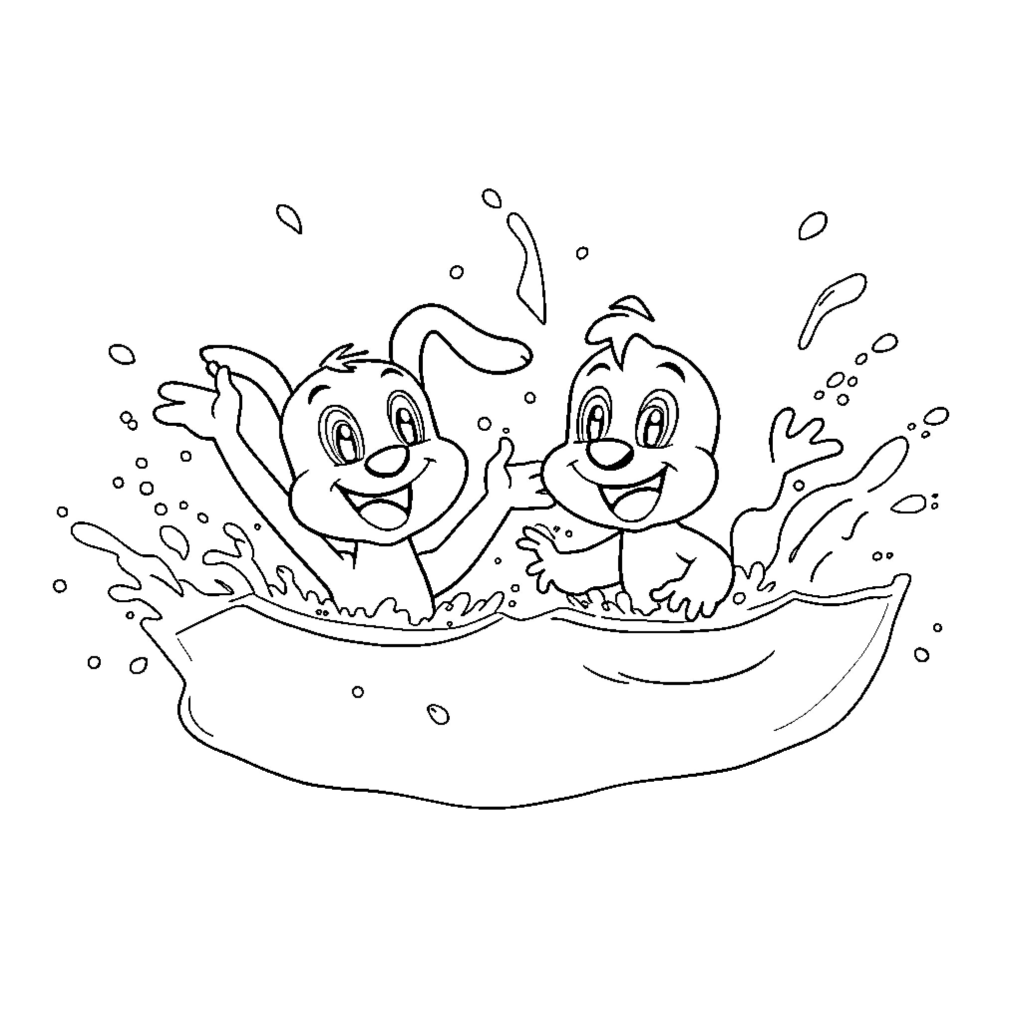Bluey's Playful Bath Time Coloring Page (free black-and-white line drawing printable PDF for all, from beginners to advanced learners, including children, teens, adults, and seniors)