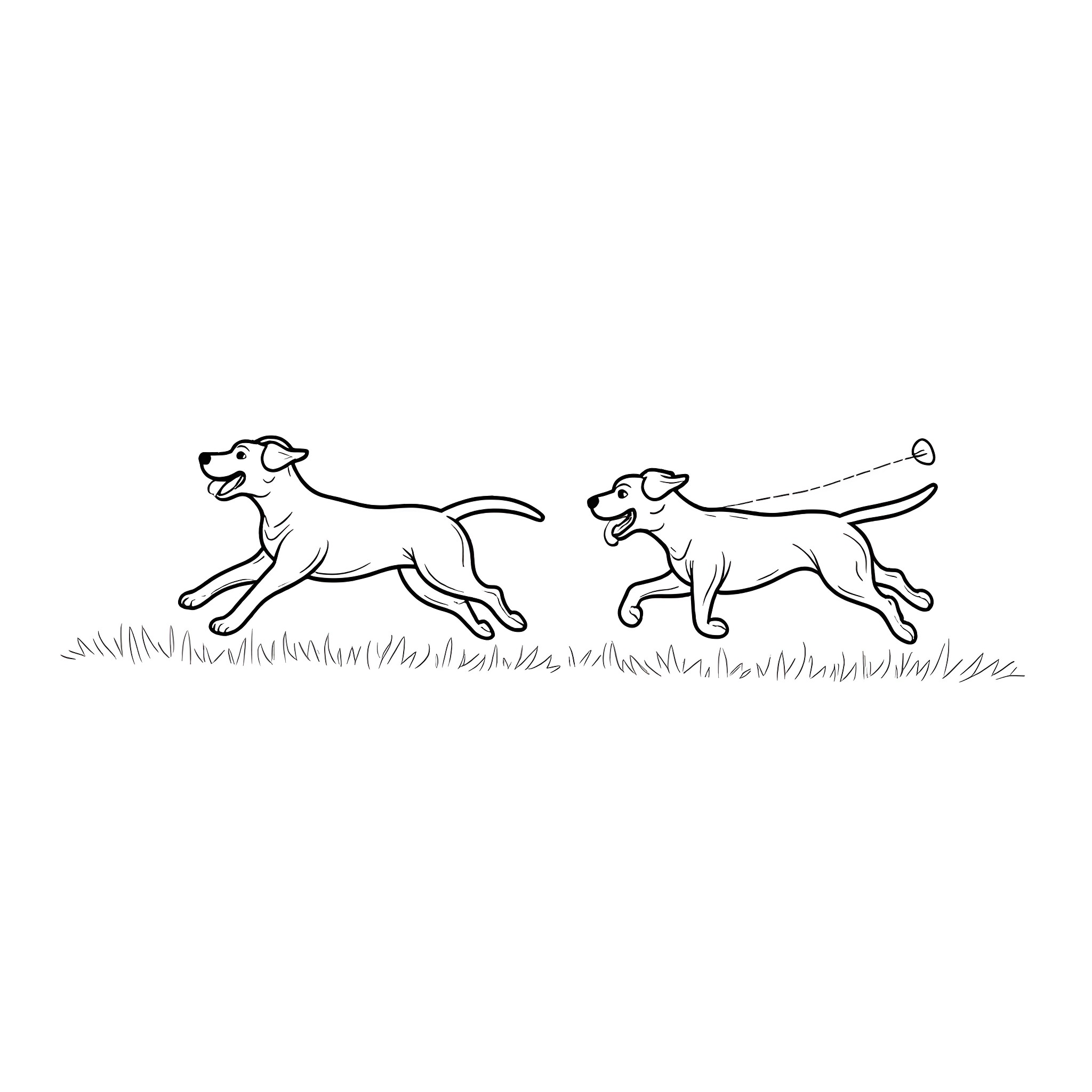 Dogs playing joyfully in the park Coloring Page (free black-and-white line drawing printable PDF for all, from beginners to advanced learners, including children, teens, adults, and seniors)