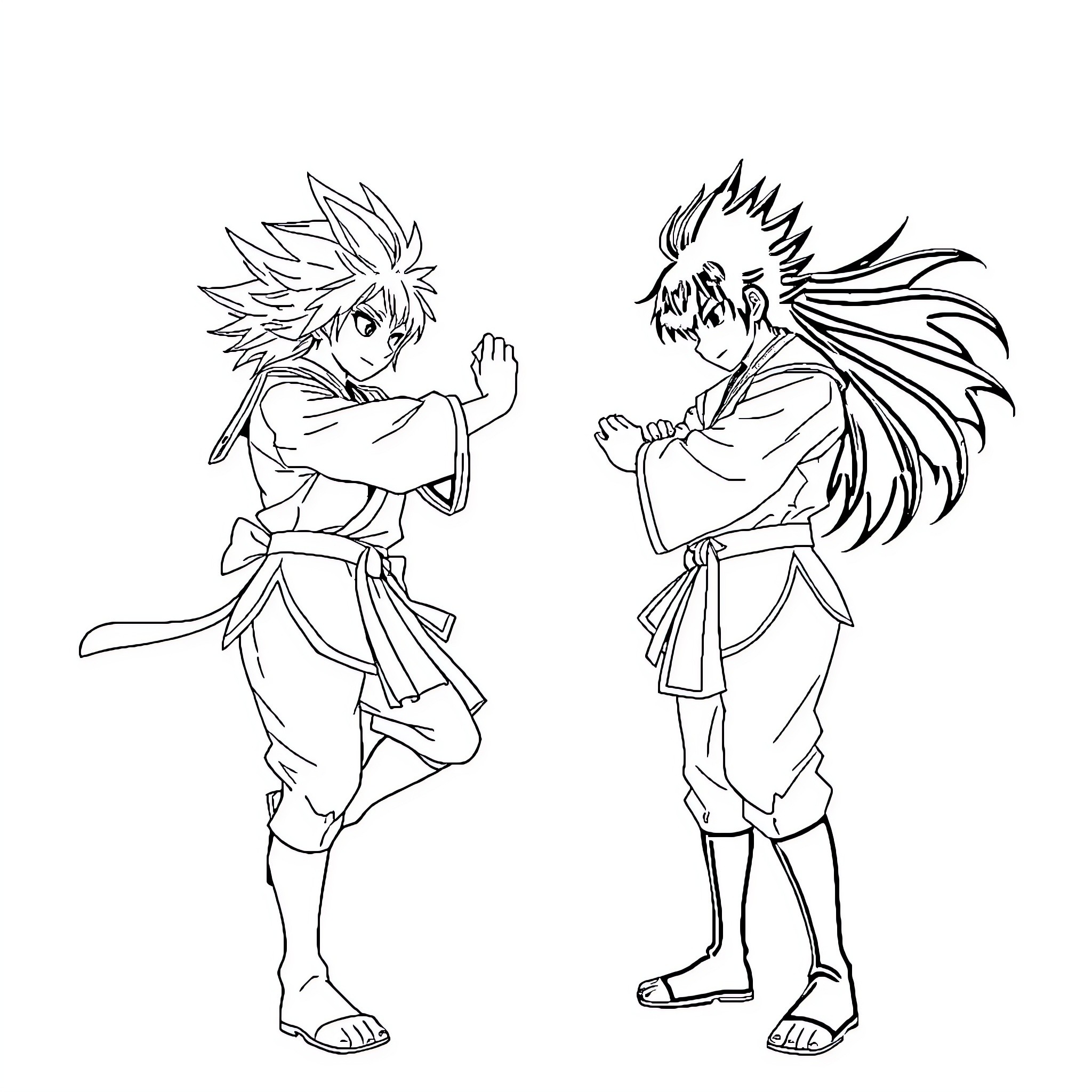 Gyutaro's Intense Encounter Coloring Page (free black-and-white line drawing printable PDF for all, from beginners to advanced learners, including children, teens, adults, and seniors)