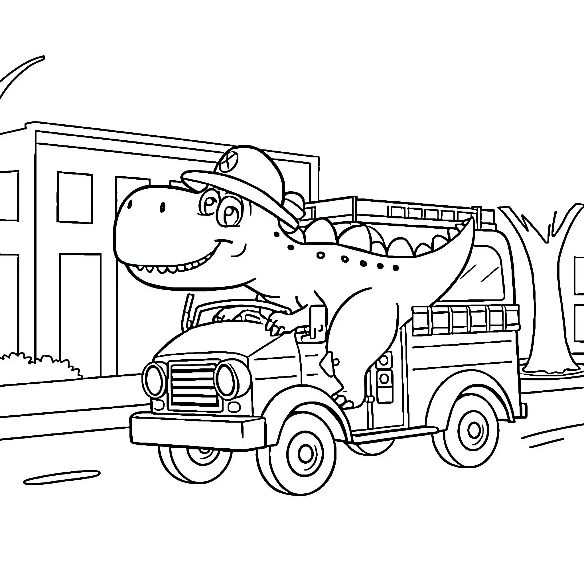 Bluey's Dinosaur Delivery Adventure Coloring Page (free black-and-white line drawing printable PDF for all, from beginners to advanced learners, including children, teens, adults, and seniors)