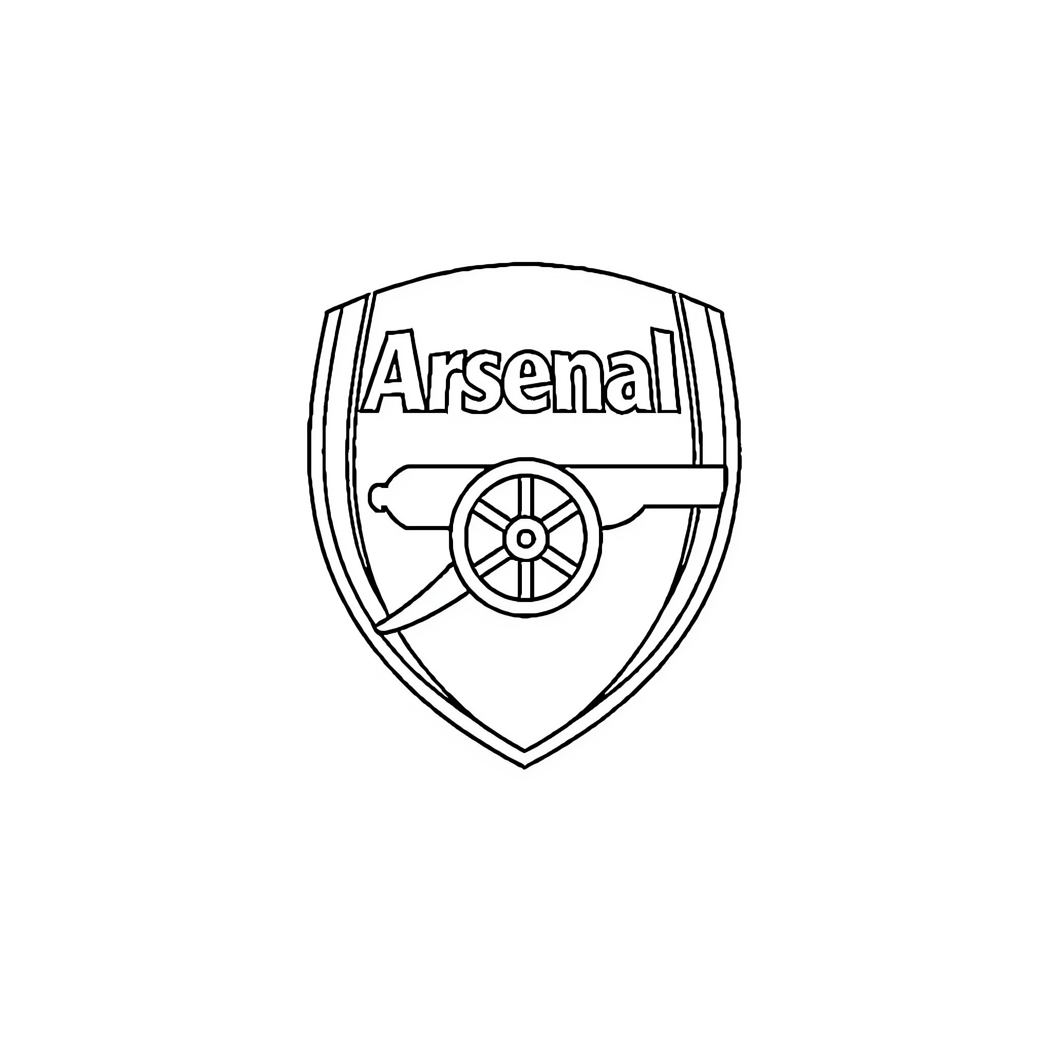 Arsenal Logo with Iconic Cannon Symbol Coloring Page (free black-and-white line drawing printable PDF for all, from beginners to advanced learners, including children, teens, adults, and seniors)