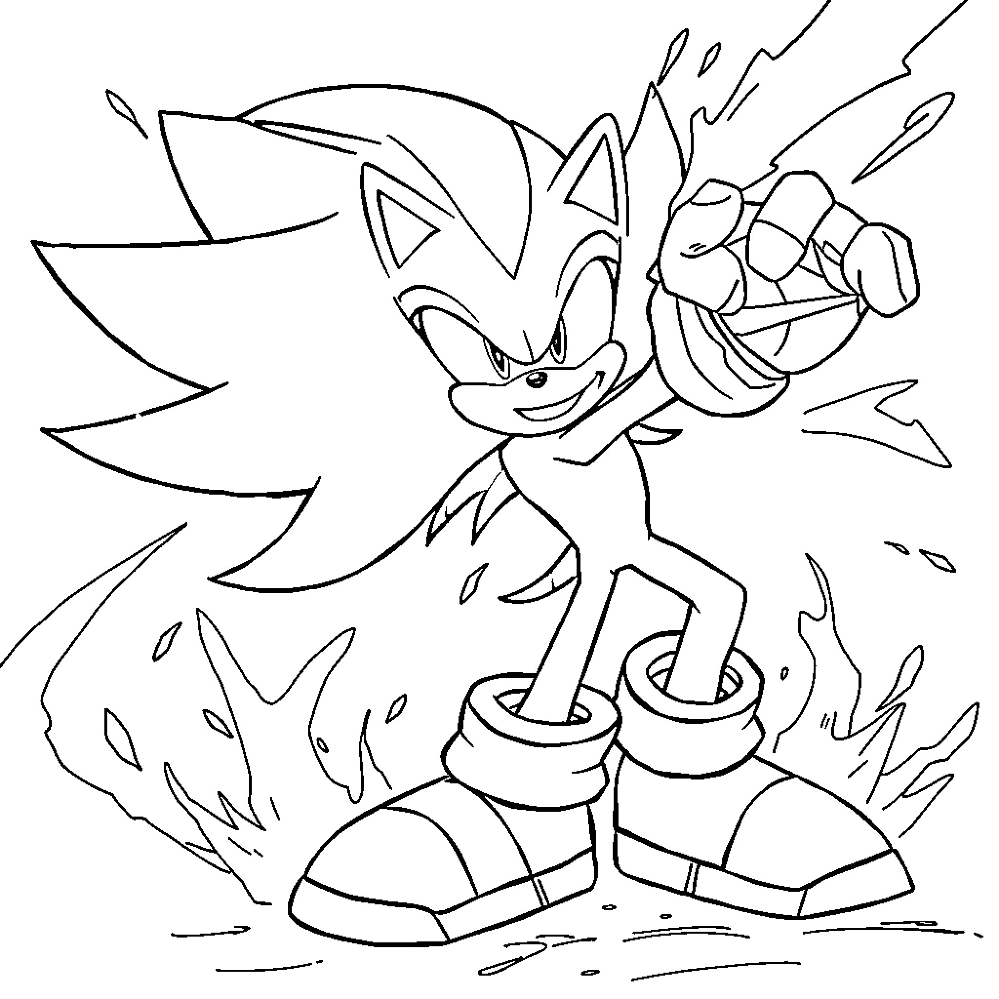 Shadow of a Hedgehog dashing through the scene Coloring Page (free black-and-white line drawing printable PDF for all, from beginners to advanced learners, including children, teens, adults, and seniors)