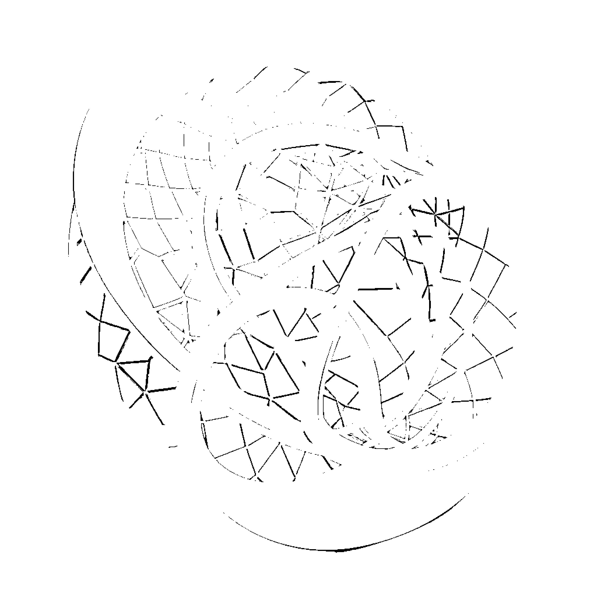 Abstract System of Intersecting Lines and Shapes Coloring Page (free black-and-white line drawing printable PDF for all, from beginners to advanced learners, including children, teens, adults, and seniors)