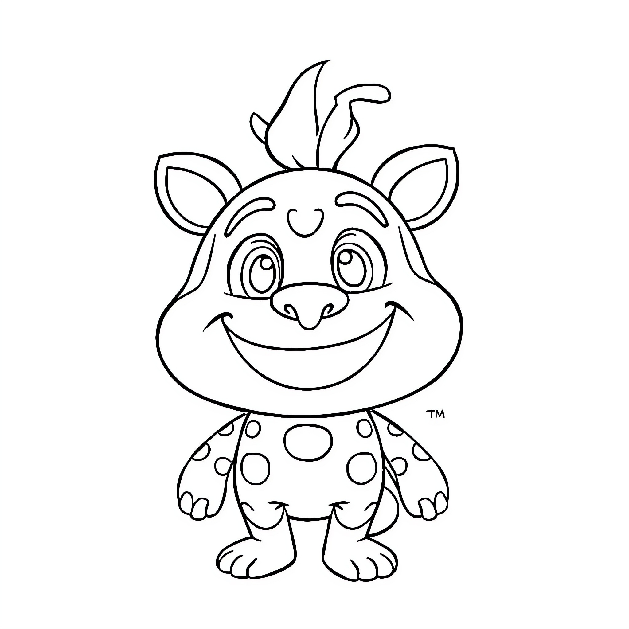 Labubu the Happy and Whimsical Creature Coloring Page (free black-and-white line drawing printable PDF for all, from beginners to advanced learners, including children, teens, adults, and seniors)