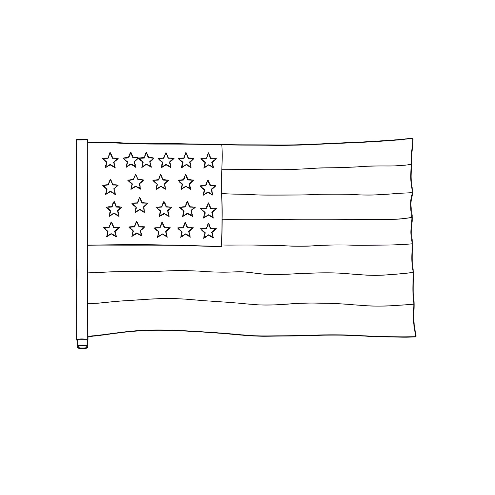 Baseball Card of a Simple American Flag Coloring Page (free black-and-white line drawing printable PDF for all, from beginners to advanced learners, including children, teens, adults, and seniors)