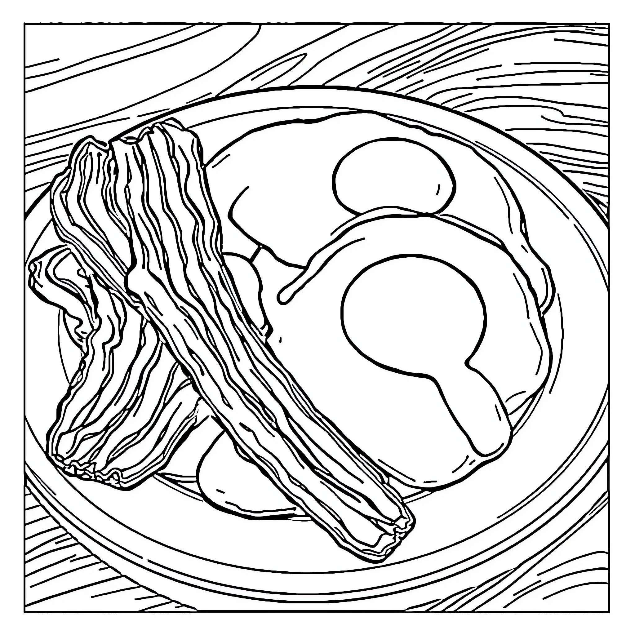 Gravy-Covered Ingredients in a Bowl Coloring Page (free black-and-white line drawing printable PDF for all, from beginners to advanced learners, including children, teens, adults, and seniors)