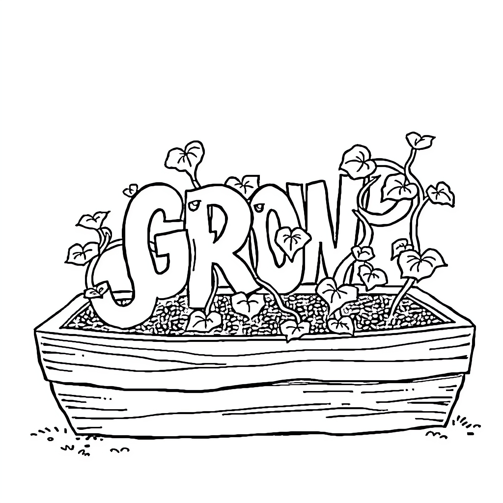 Grow a garden of flowers and plants Coloring Page (free black-and-white line drawing printable PDF for all, from beginners to advanced learners, including children, teens, adults, and seniors)
