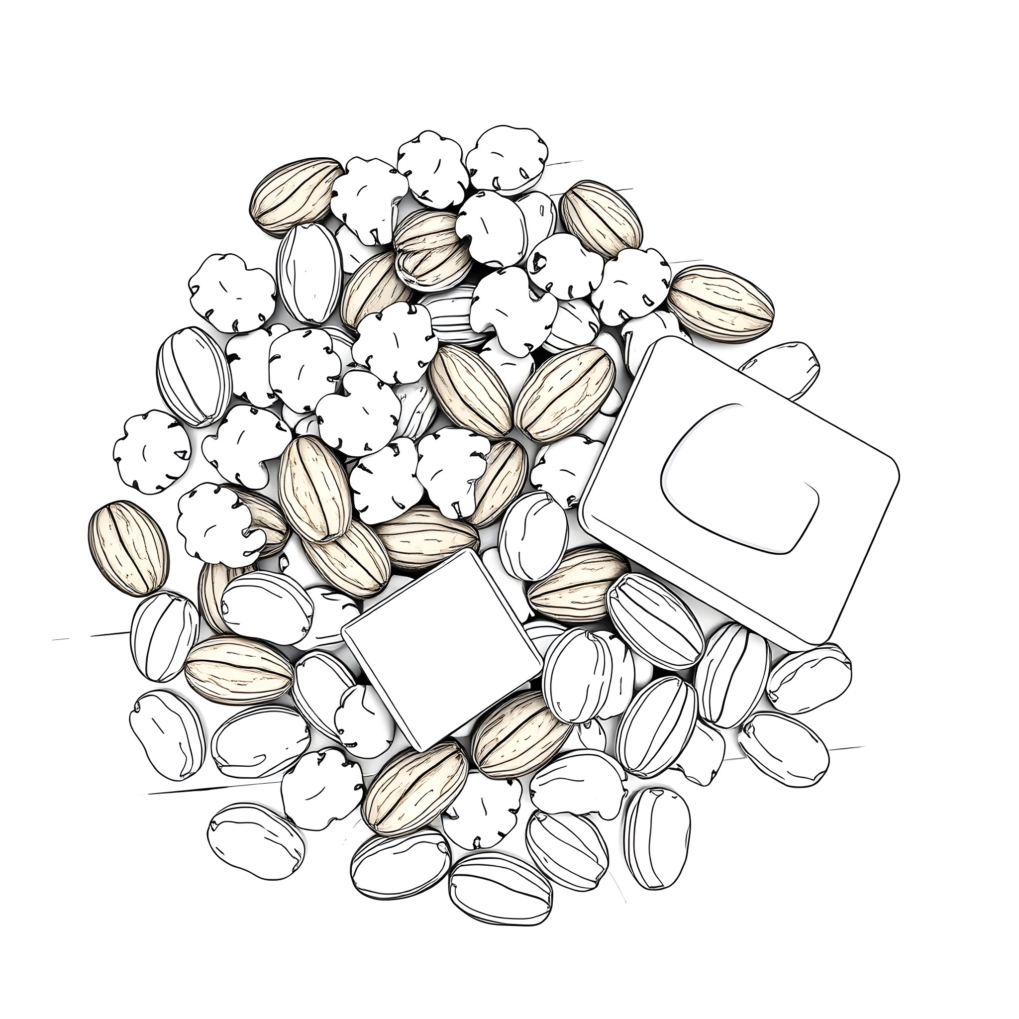 Snack Time with Tasty Treats Coloring Page (free black-and-white line drawing printable PDF for all, from beginners to advanced learners, including children, teens, adults, and seniors)